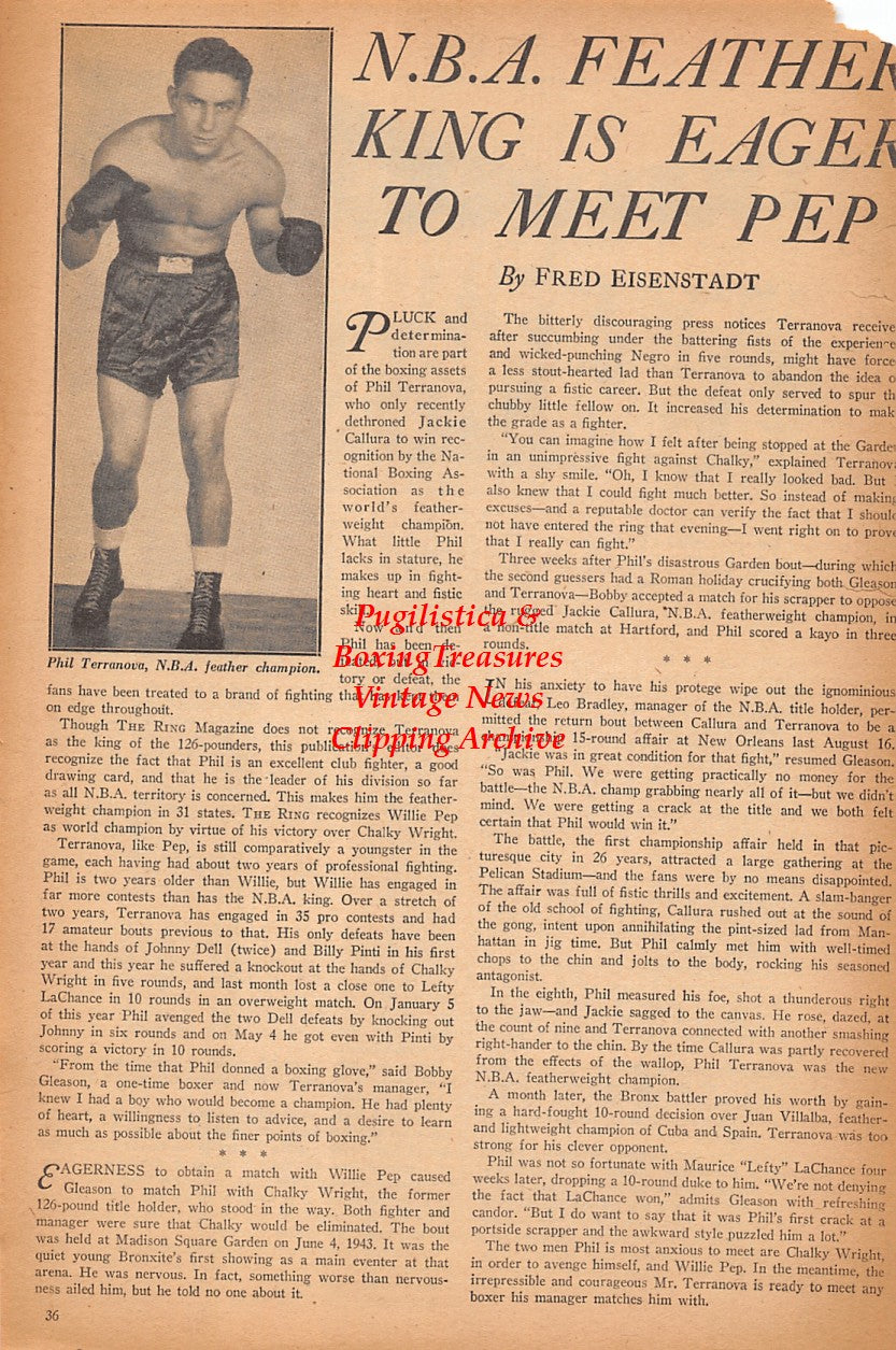 Boxing News Clipping #2448 - Phil Terranova, Willis Smith, Fred Robertson, William Archibald, Mickey Janoski, Roland White, Leon Lewis, Bob Nora, Chuck Railey, Rudolph Barrett, James Roberts, John Barnes, Albert Holder, Clifford Long, Ernie Costabile +++