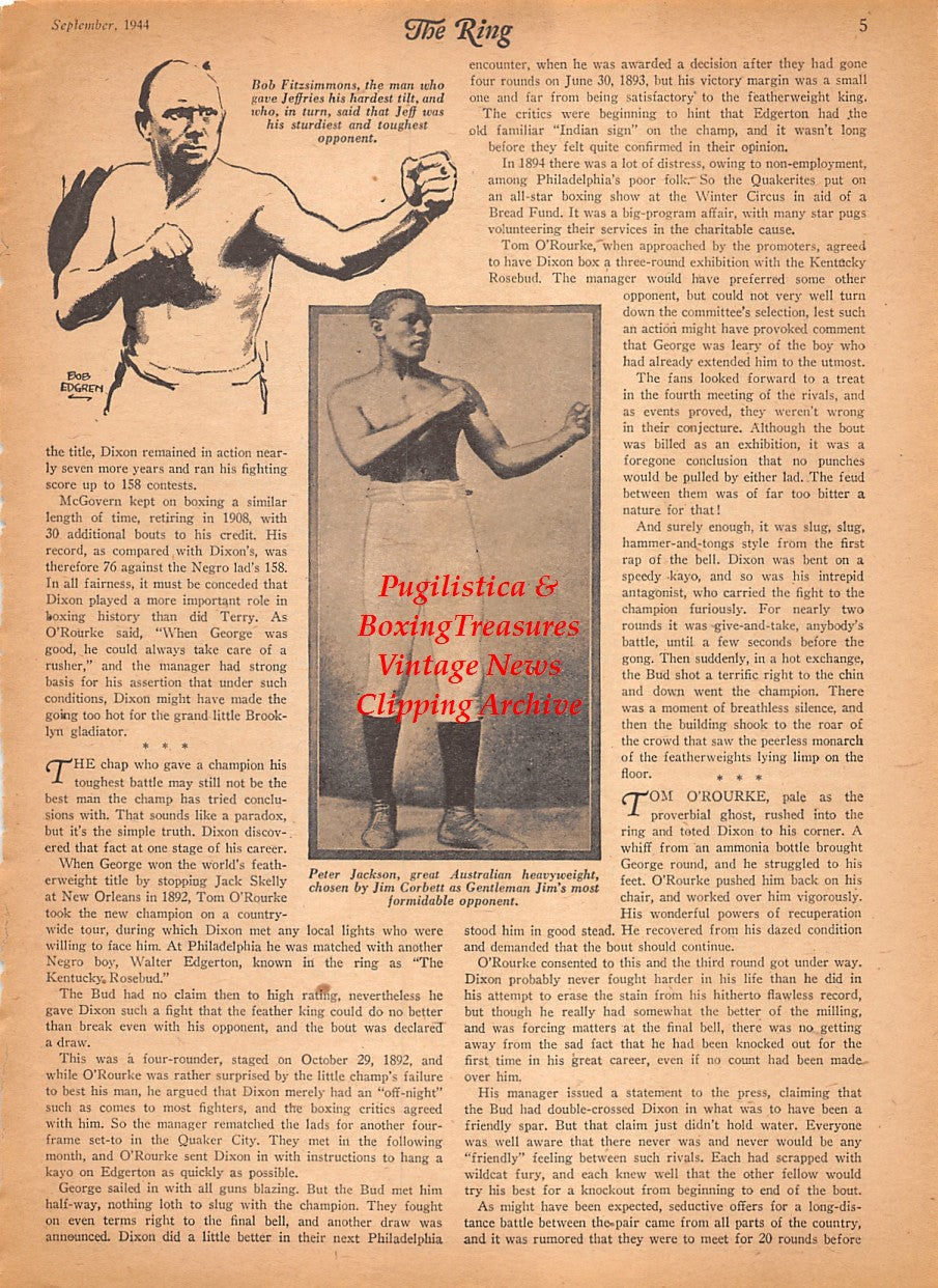 Boxing News Clipping #2540 - Bob Fitzsimmons, Peter Jackson