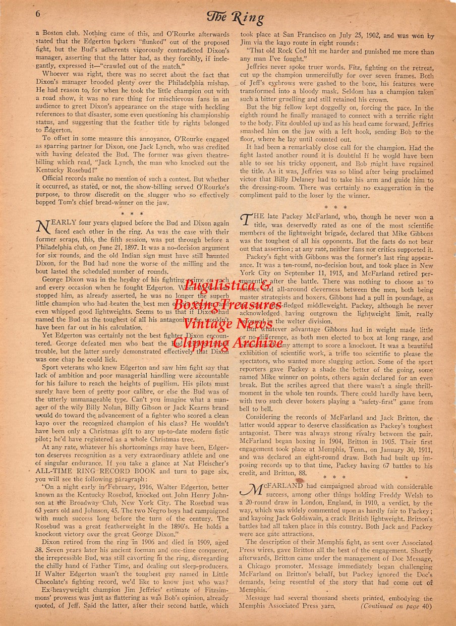 Boxing News Clipping #2540 - Bob Fitzsimmons, Peter Jackson