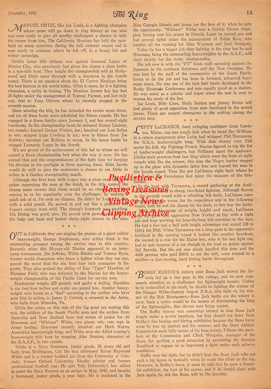Boxing News Clipping #2438 - Boxing in the Marines during WWII, Harvey L. Miller