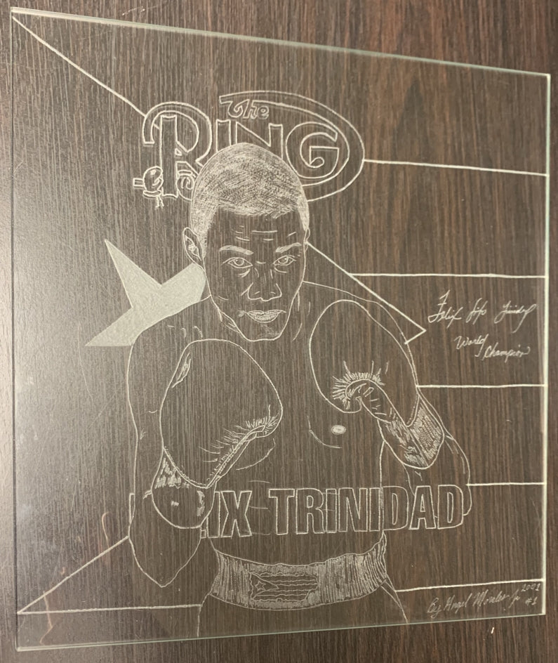 Felix "Tito" Trinidad - Glass Sketch Boxing Artwork