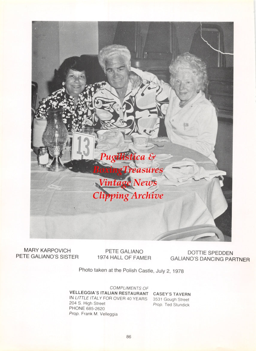 Boxing News Clipping #2781 - Lou Transperanti vs. Joe Archibald, Pete Galiano, Mary Karpovich, Dottie Spedden