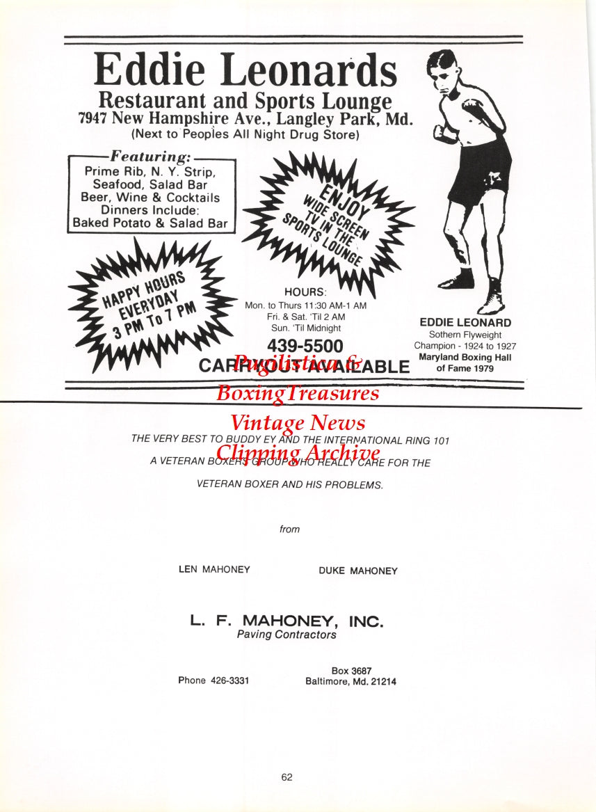 Boxing News Clipping #2769 - Eli Hanover, Eddie Leonard