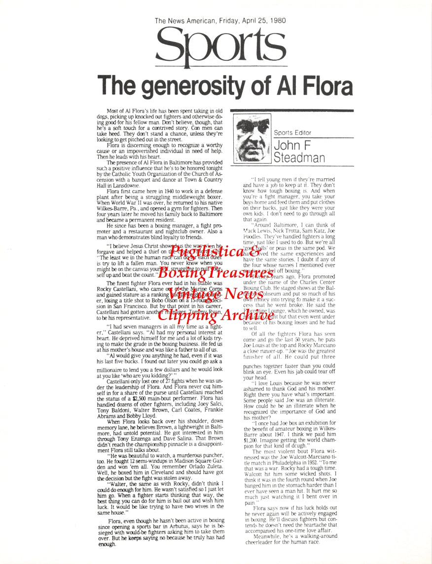 Boxing News Clipping #2707 - Johnny Longo, Al Flora