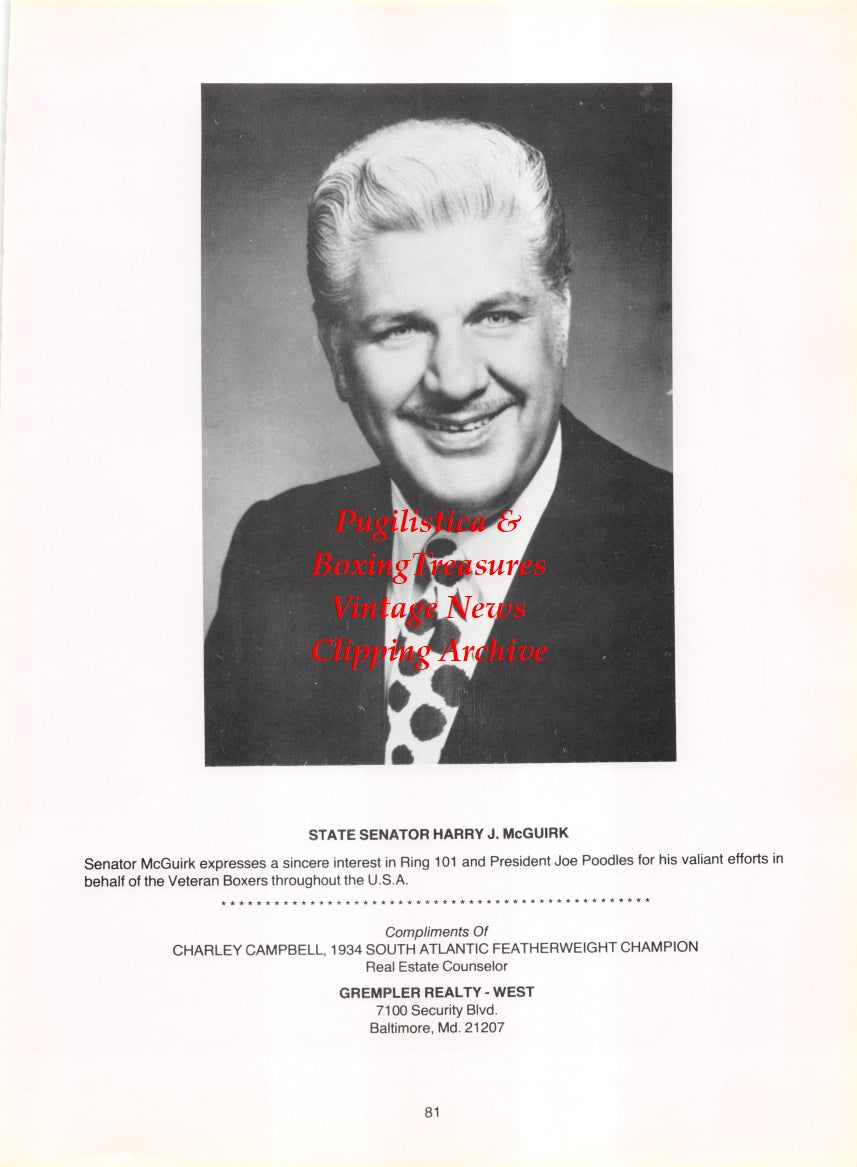 Boxing News Clipping #2779 - Benny Schwartz, Benny Franklin, Harry J. McGuirk
