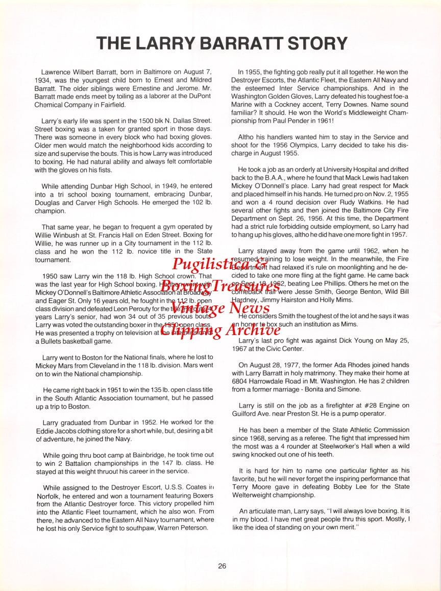 Boxing News Clipping #2751 - Jimmy McDermott, Larry Barratt