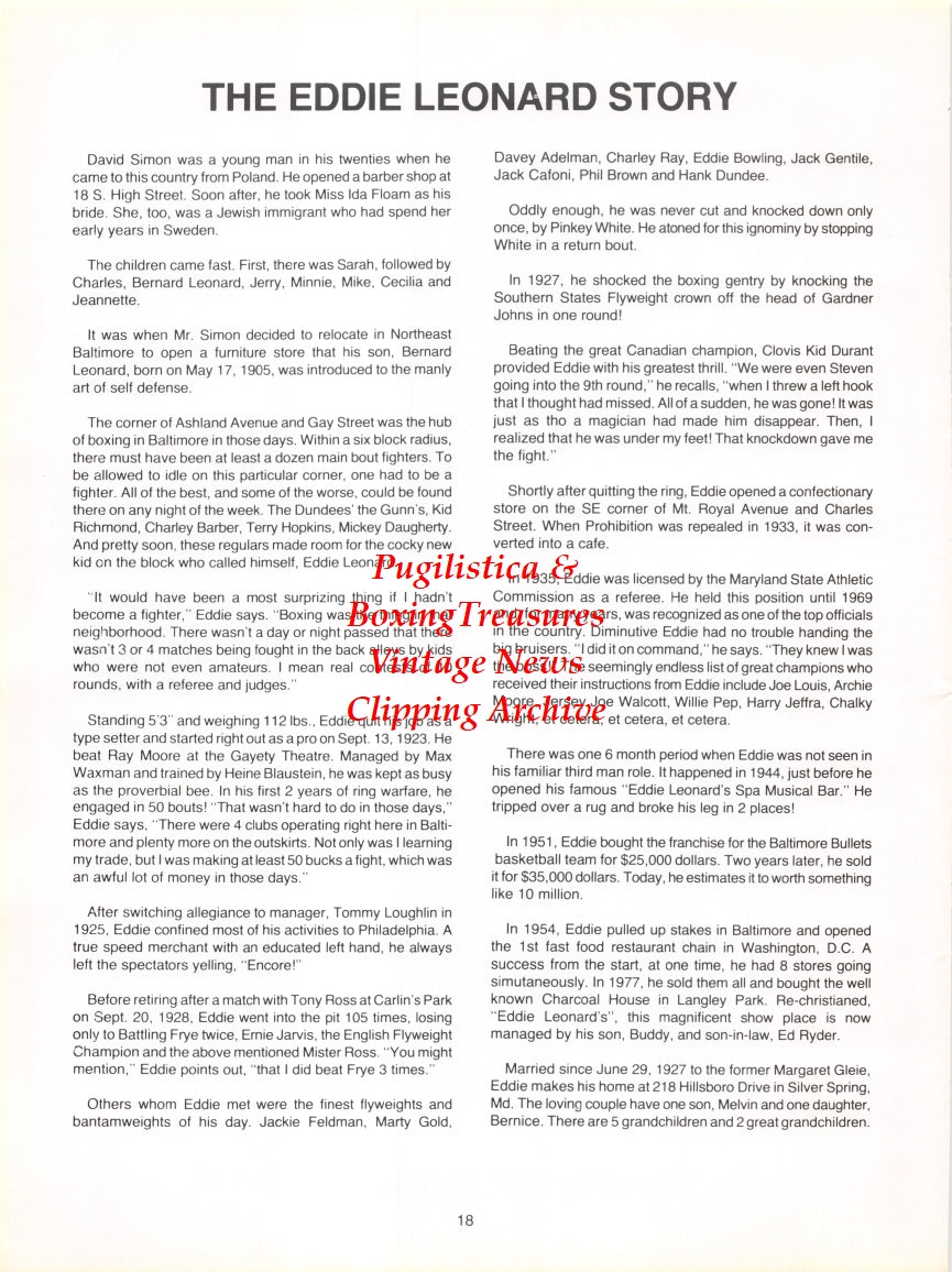 Boxing News Clipping #2747 - Hotsy Alperstein, Eddie Leonard