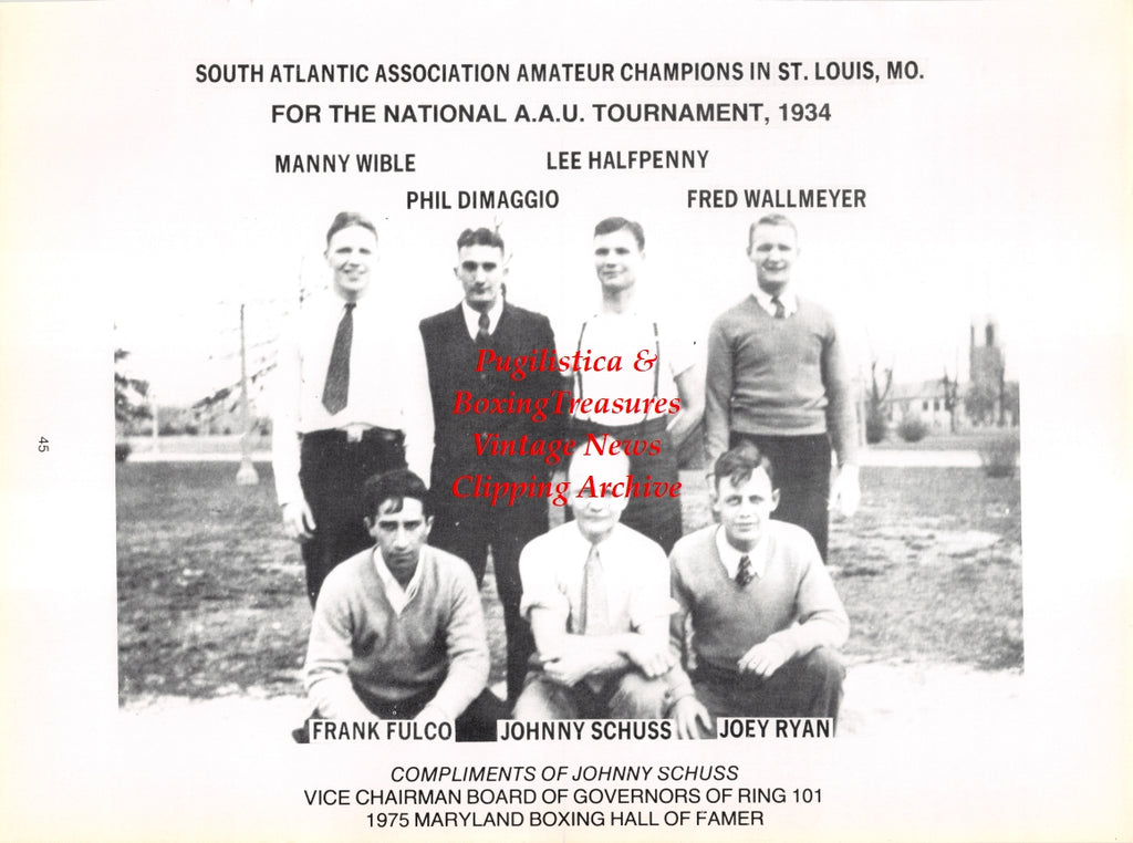 Boxing News Clipping #2761 - Manny Wibble, Phil Dimaggio, Lee Halfpenny, Fred Wallmeyer, Frank Fulco, Johnny Schuss, Joey Ryan