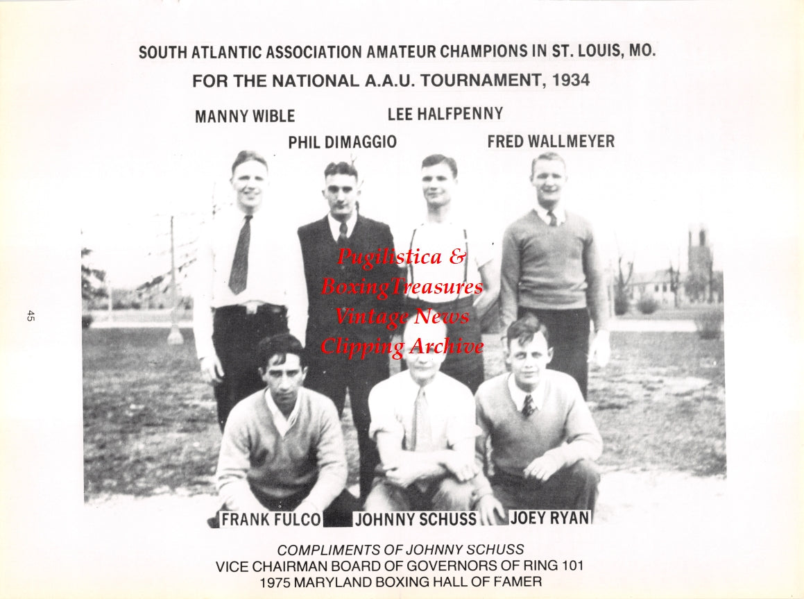 Boxing News Clipping #2761 - Manny Wibble, Phil Dimaggio, Lee Halfpenny, Fred Wallmeyer, Frank Fulco, Johnny Schuss, Joey Ryan