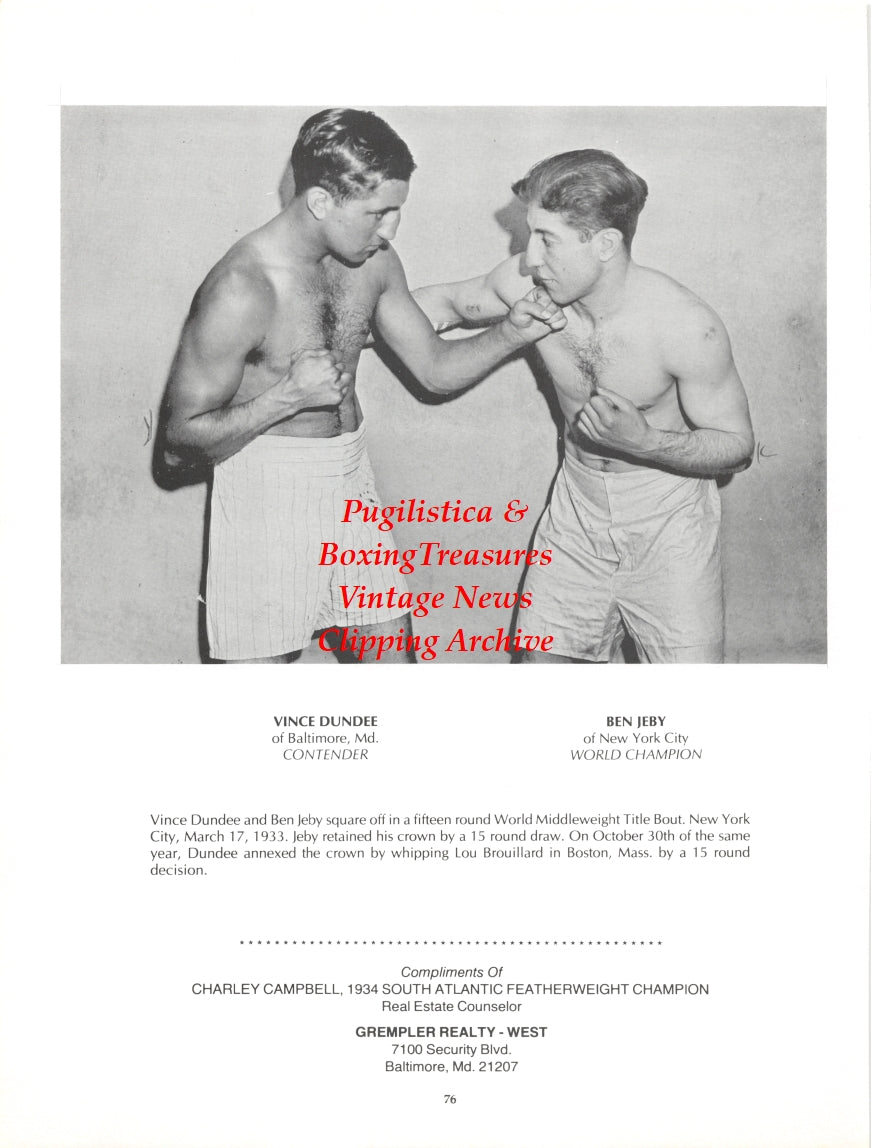 Boxing News Clipping #2722 - Al Busick, Vince Dundee, Ben Jeby