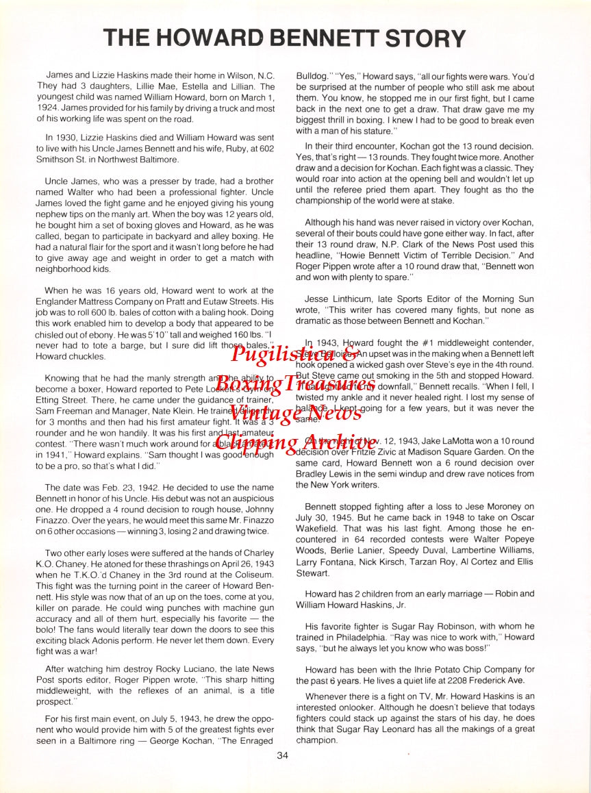 Boxing News Clipping #2755 - Pete DeAngelis, Howard Bennett