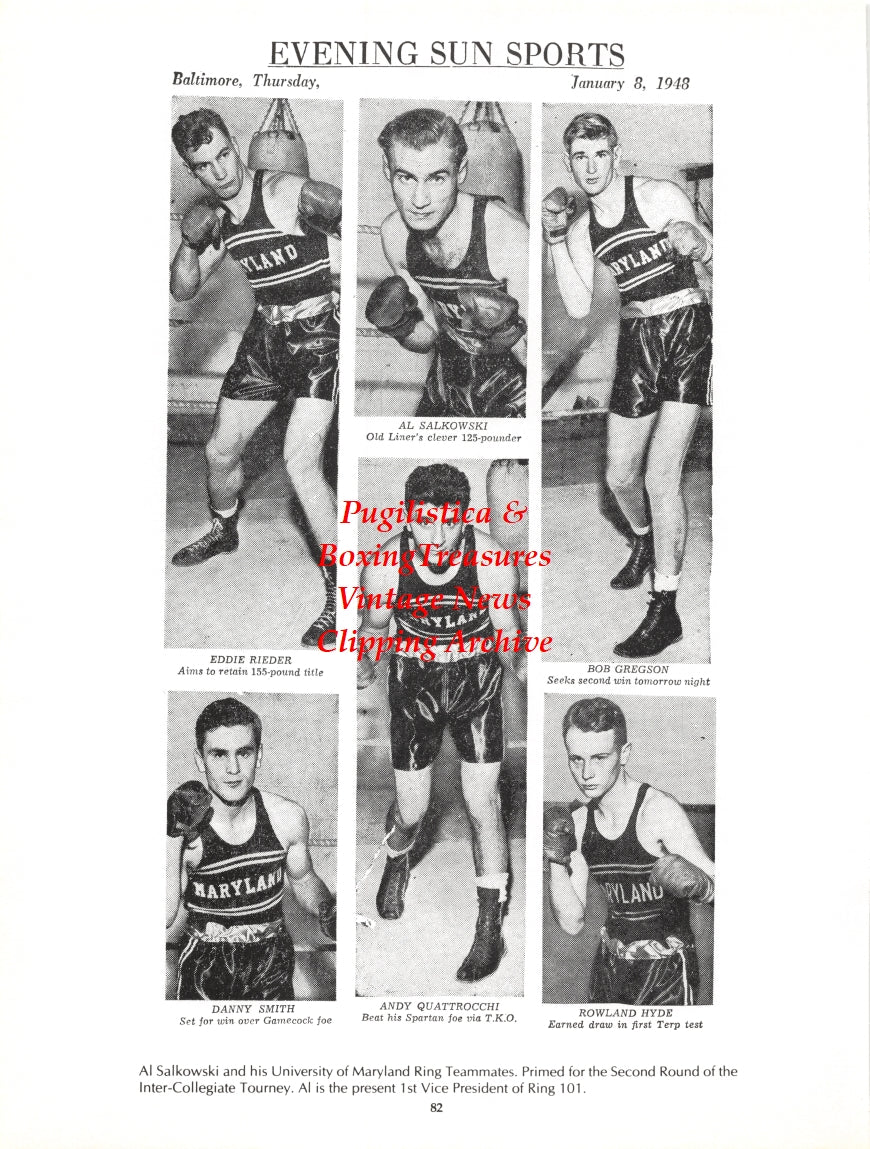 Boxing News Clipping #2725 - Benny Leonard vs. Buster Brown, Al Salkowski, Eddie Rieder, Bob Gregson, Danny Smith, Andy Quattrocchi, Rowland Hyde