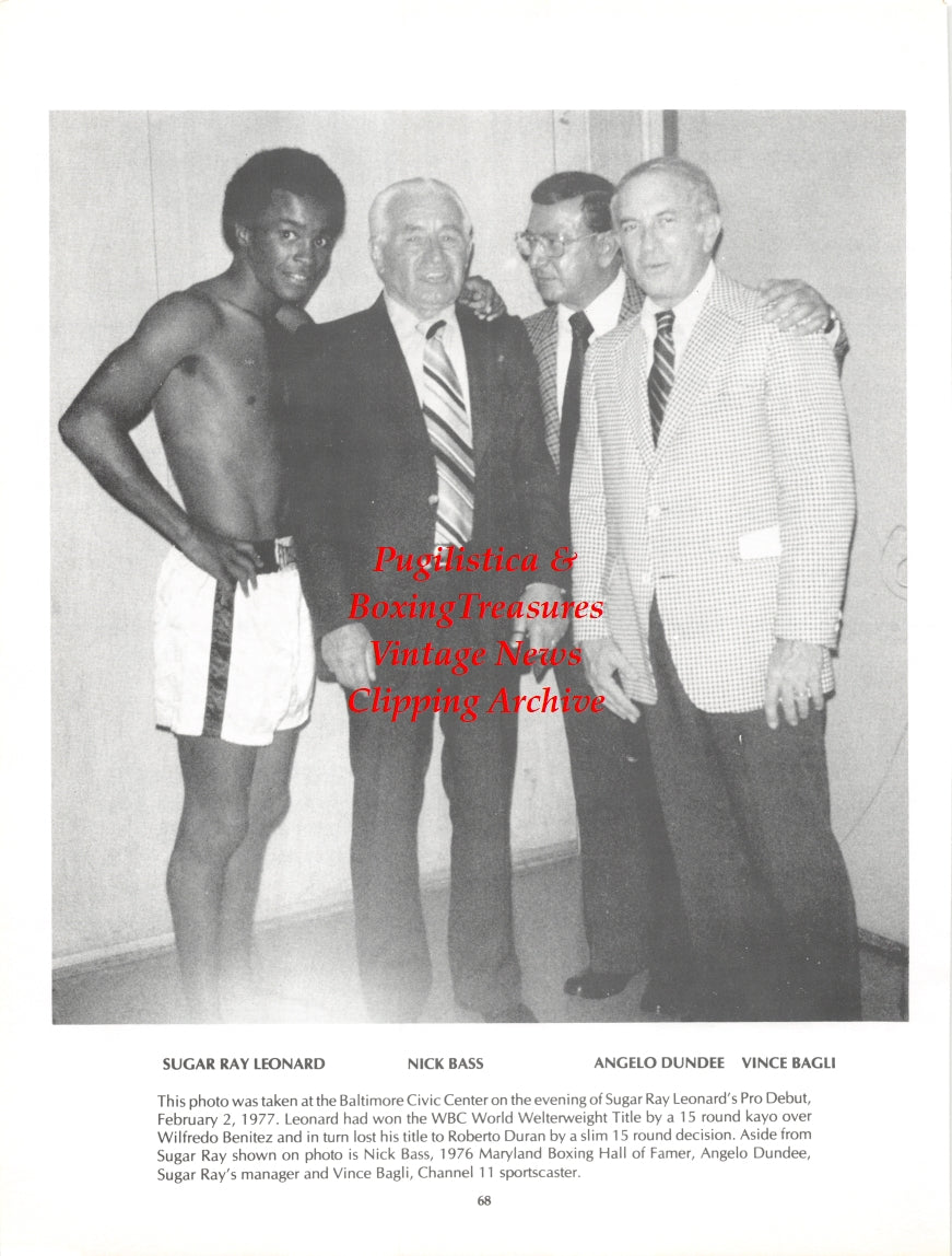 Boxing News Clipping #2718 - Sugar Ray Leonard, Nick Bass, Angelo Dundee, Vince Bagli