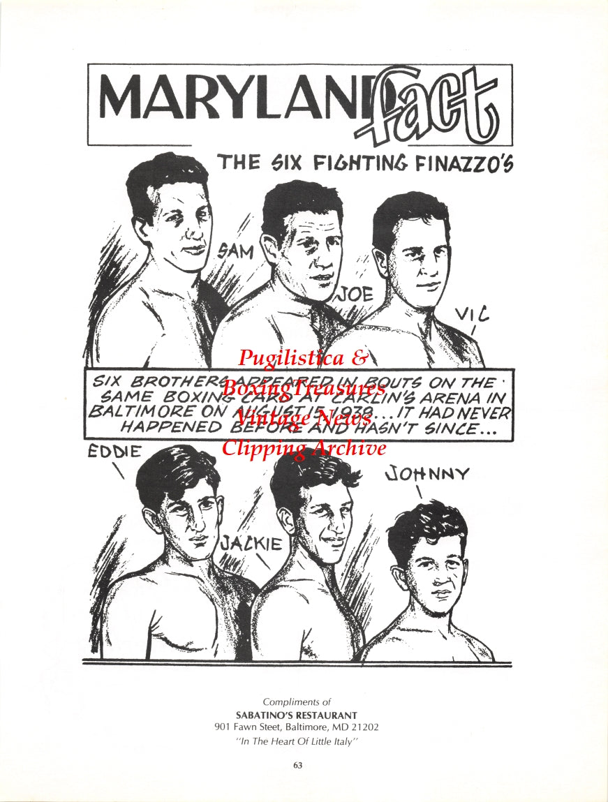 Boxing News Clipping #2716 - Finazzo Brothers (Sam, Joe, Vic, Jackie, Eddie, Johnny)