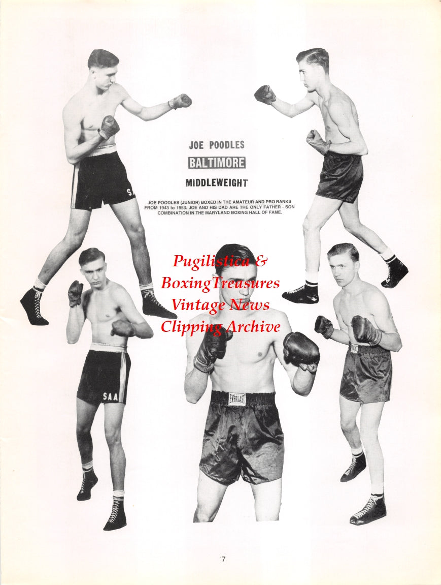 Boxing News Clipping #2742 - Joe Poodles Jr., D. Chester O'Sullivan, Harry Hughes, William Donald Schaefer, Ben Alperstein, Harry E. Kelley, Joe Bonvegna, Cornell Dypski, John A. Schaefer, Joe Miedusiewski
