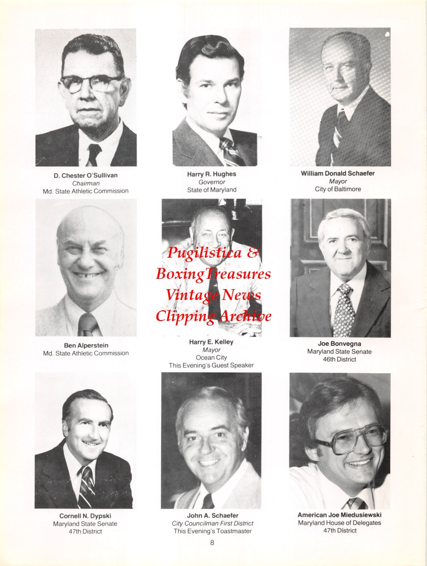 Boxing News Clipping #2742 - Joe Poodles Jr., D. Chester O'Sullivan, Harry Hughes, William Donald Schaefer, Ben Alperstein, Harry E. Kelley, Joe Bonvegna, Cornell Dypski, John A. Schaefer, Joe Miedusiewski