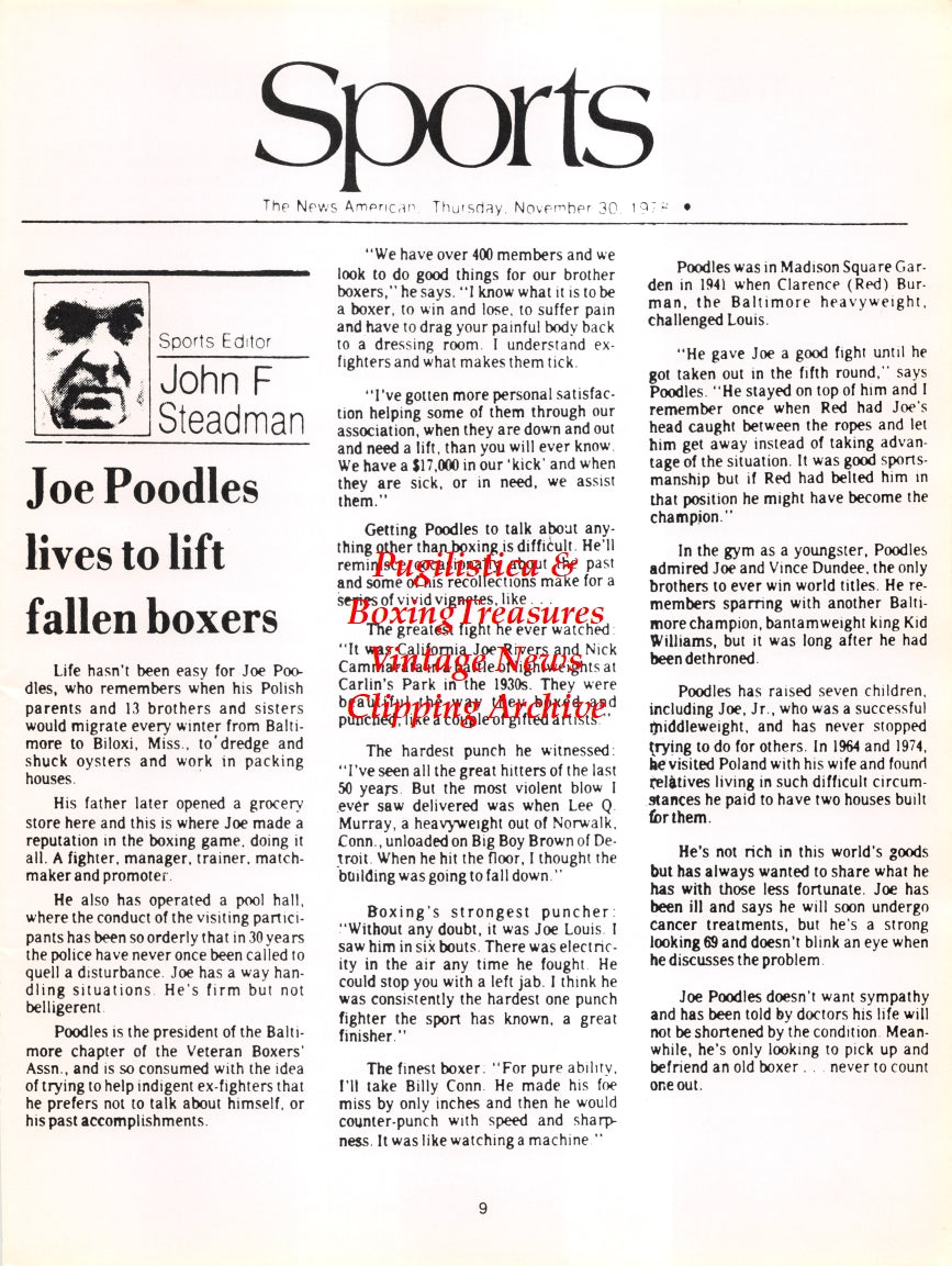 Boxing News Clipping #2743 - Joe Poodles Sr., Benny Funderburk