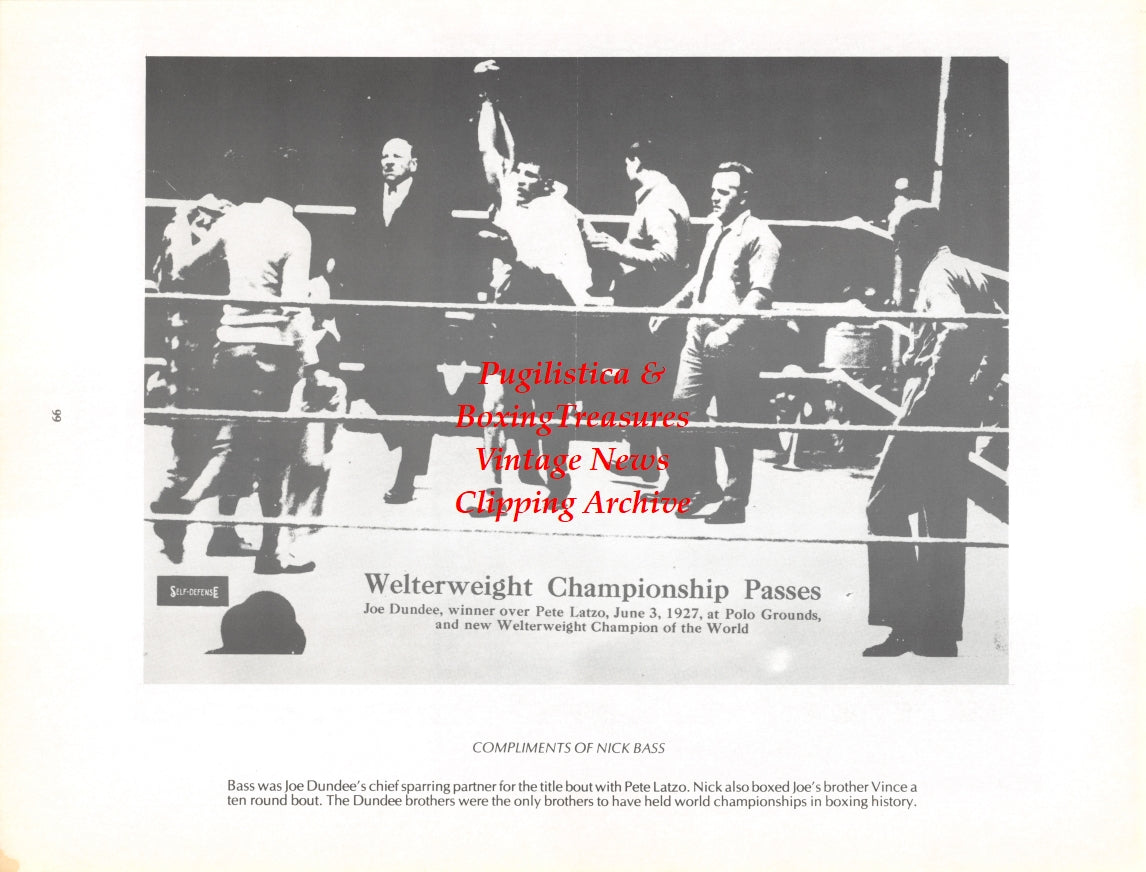 Boxing News Clipping #2734 - Joe Dundee vs. Pete Latzo, Pete Galiano, Dottie Spedden