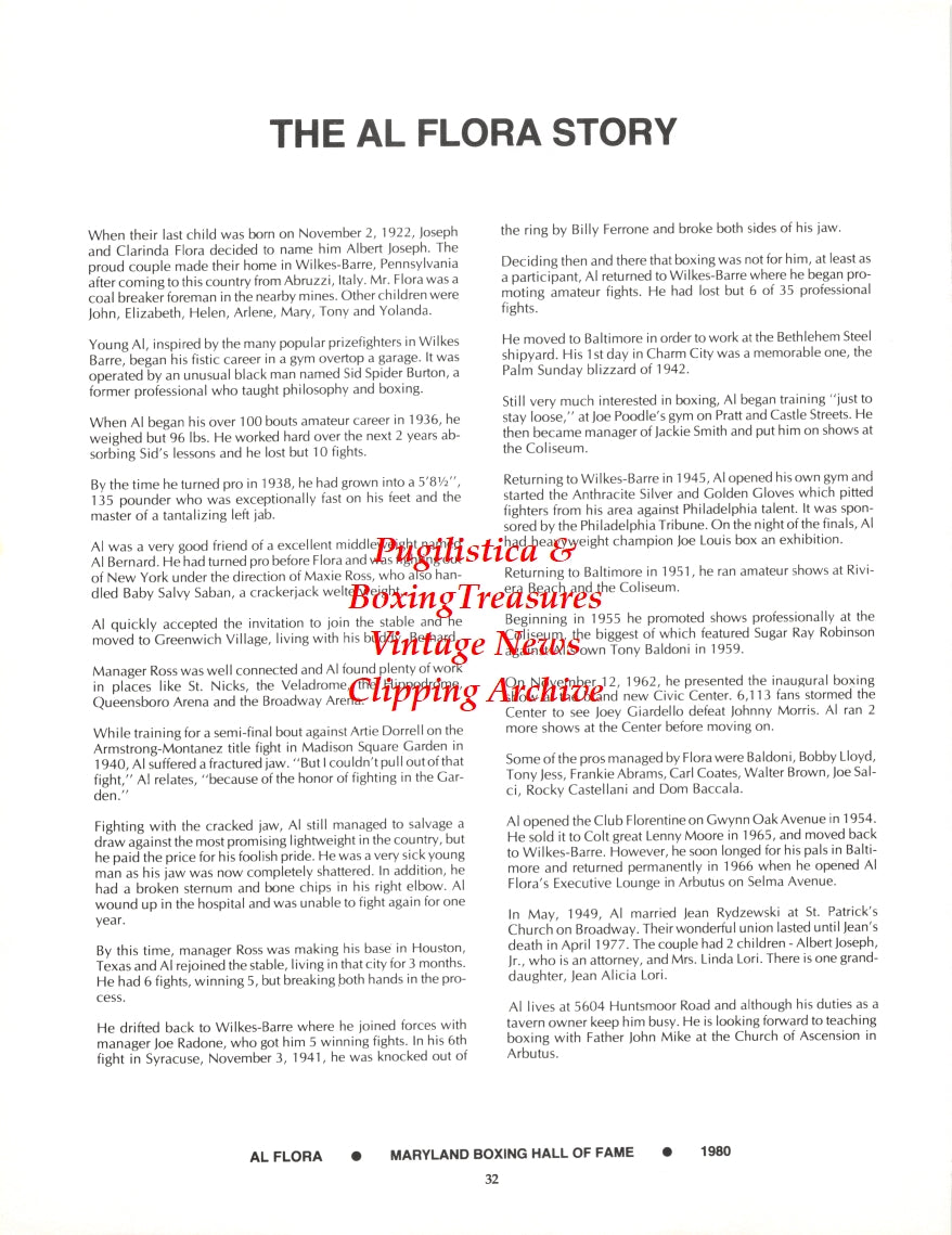 Boxing News Clipping #2700 - Michael Kid Julian, Al Flora
