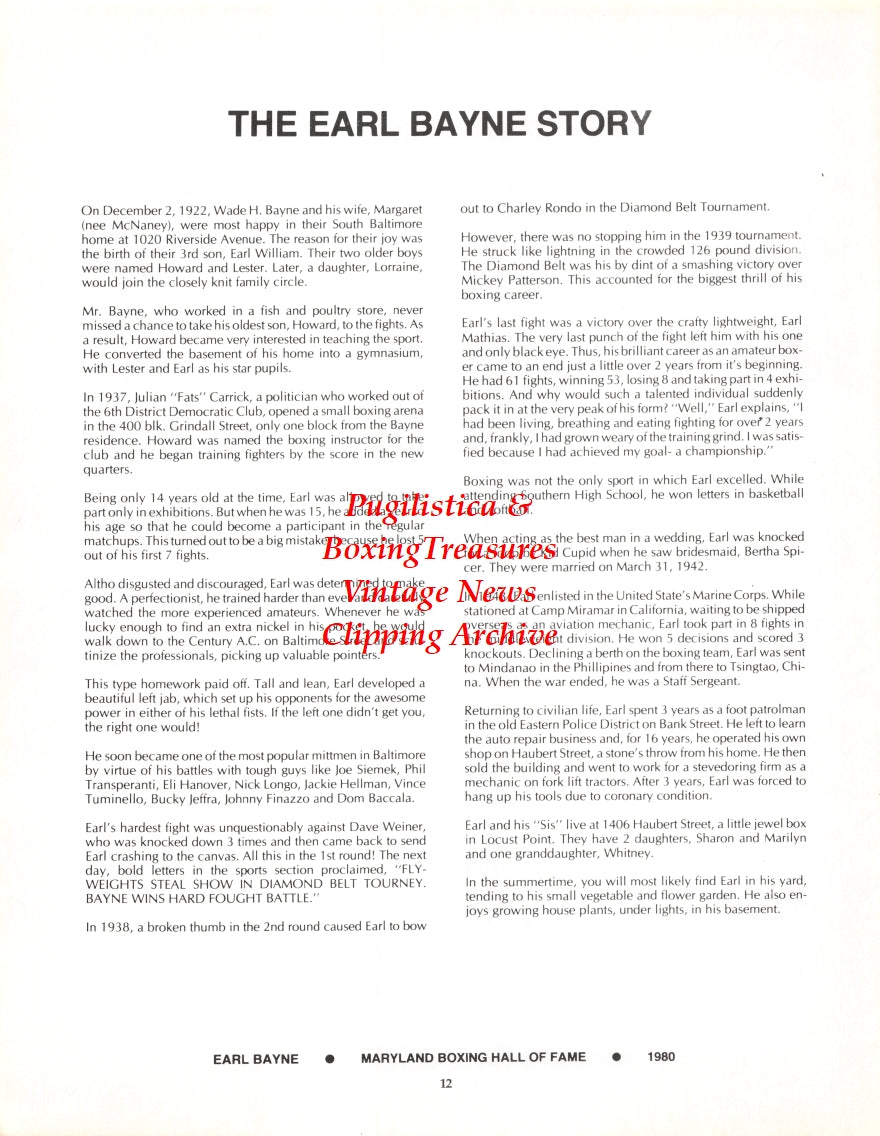 Boxing News Clipping #2690 - Dominic Baccala, Earl Bayne