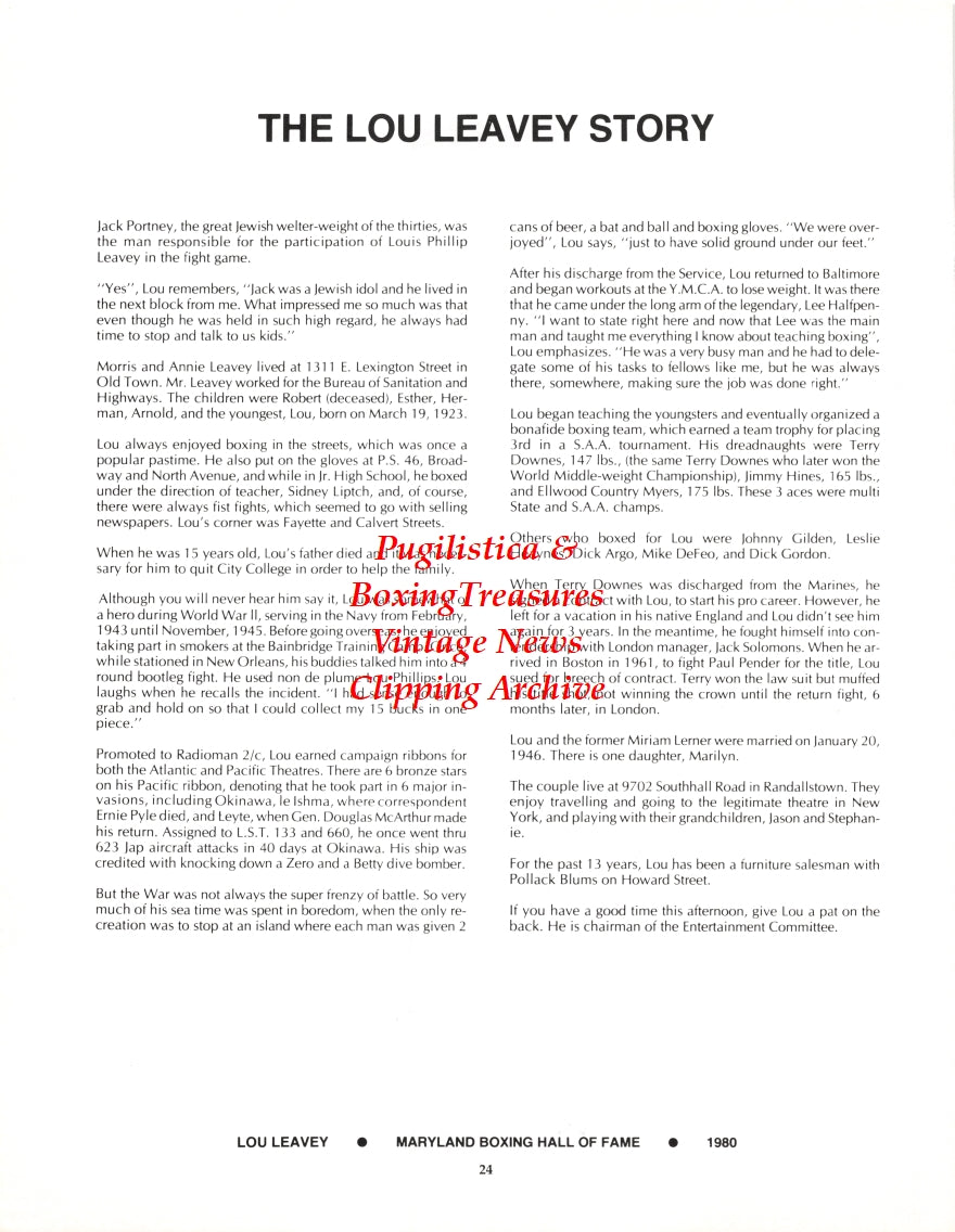 Boxing News Clipping #2696 - Willie Rock, Lou Leavey