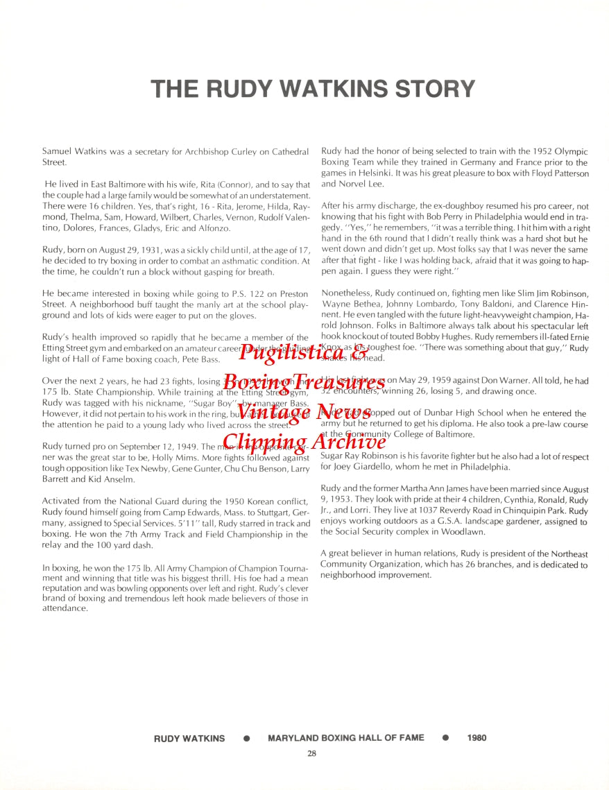 Boxing News Clipping #2698 - Vince Tuminello, Rudy Watkins