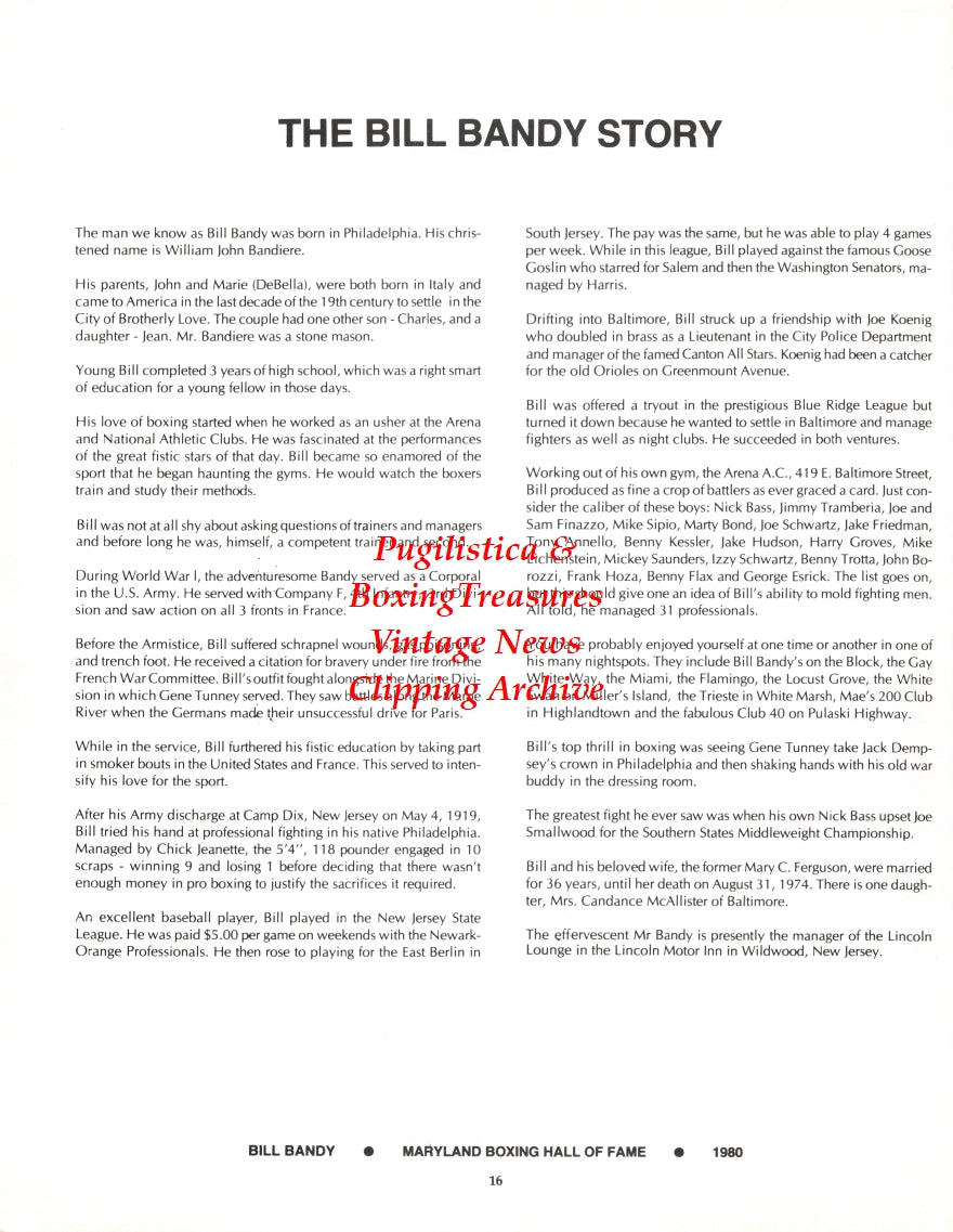 Boxing News Clipping #2692 - Johnny Borozzi, Bill Bandy
