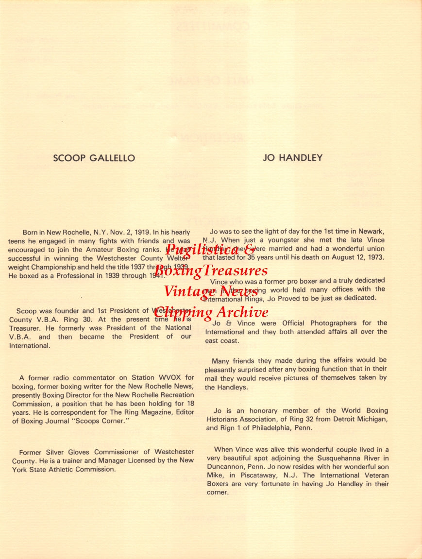 Boxing News Clipping #2650 - Scoop Gallello, Jo Handley