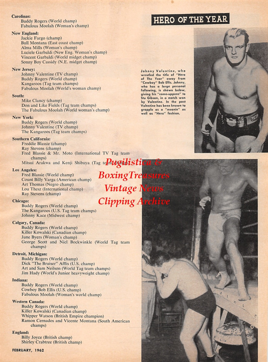Wrestling News Clipping #183 - Vittorio Apollo, Bob Orton, Sweet Georgia Brown, Johnny Valentine, Stu Gibson