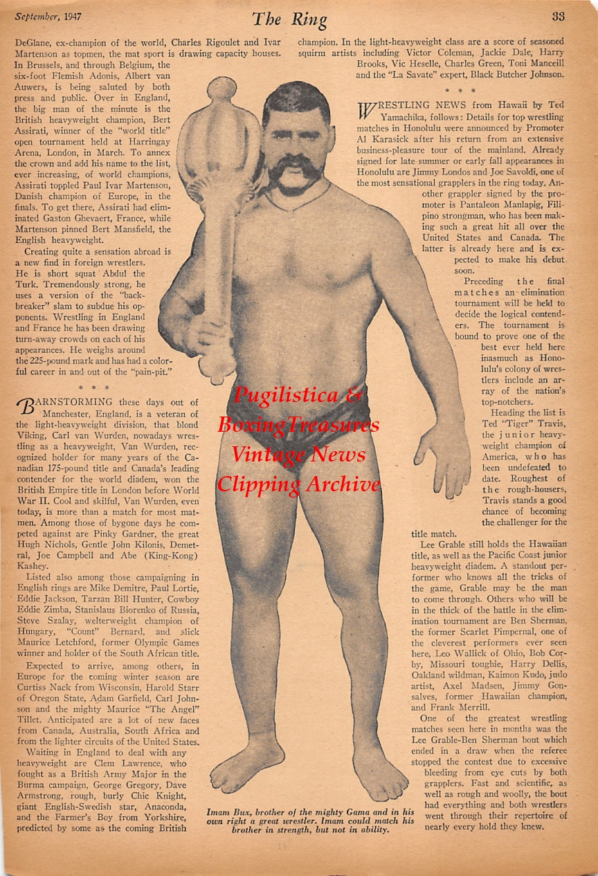 Wrestling News Clipping #230 - Imam Bux