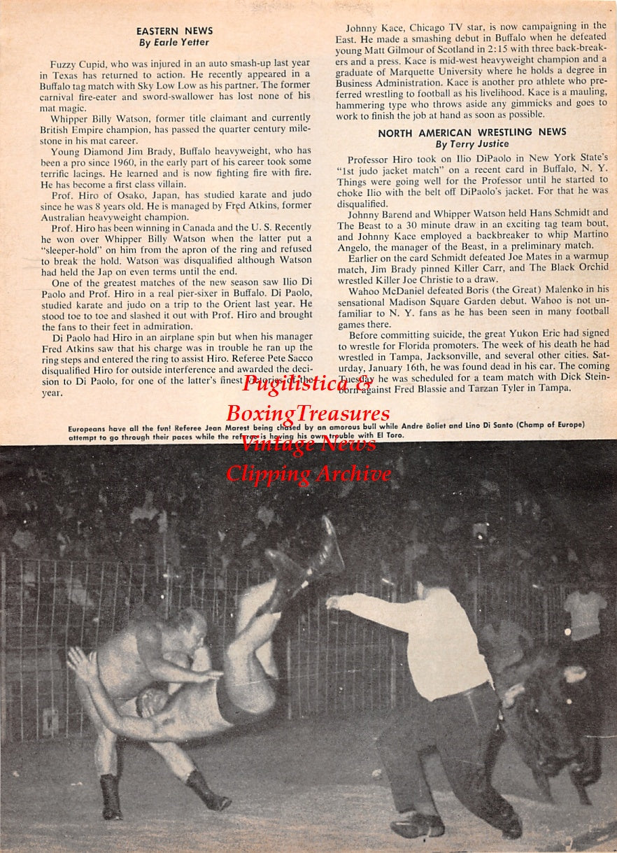 Wrestling News Clipping #177 - Doug Gilbert vs. Mike Valentine, Big Jim Grabmire, Andre Boliet vs. Lino Di Santo, Jean Marest