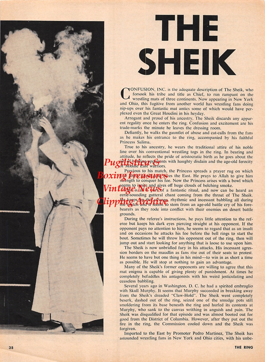 Wrestling News Clipping #187 - The Sheik (1961)