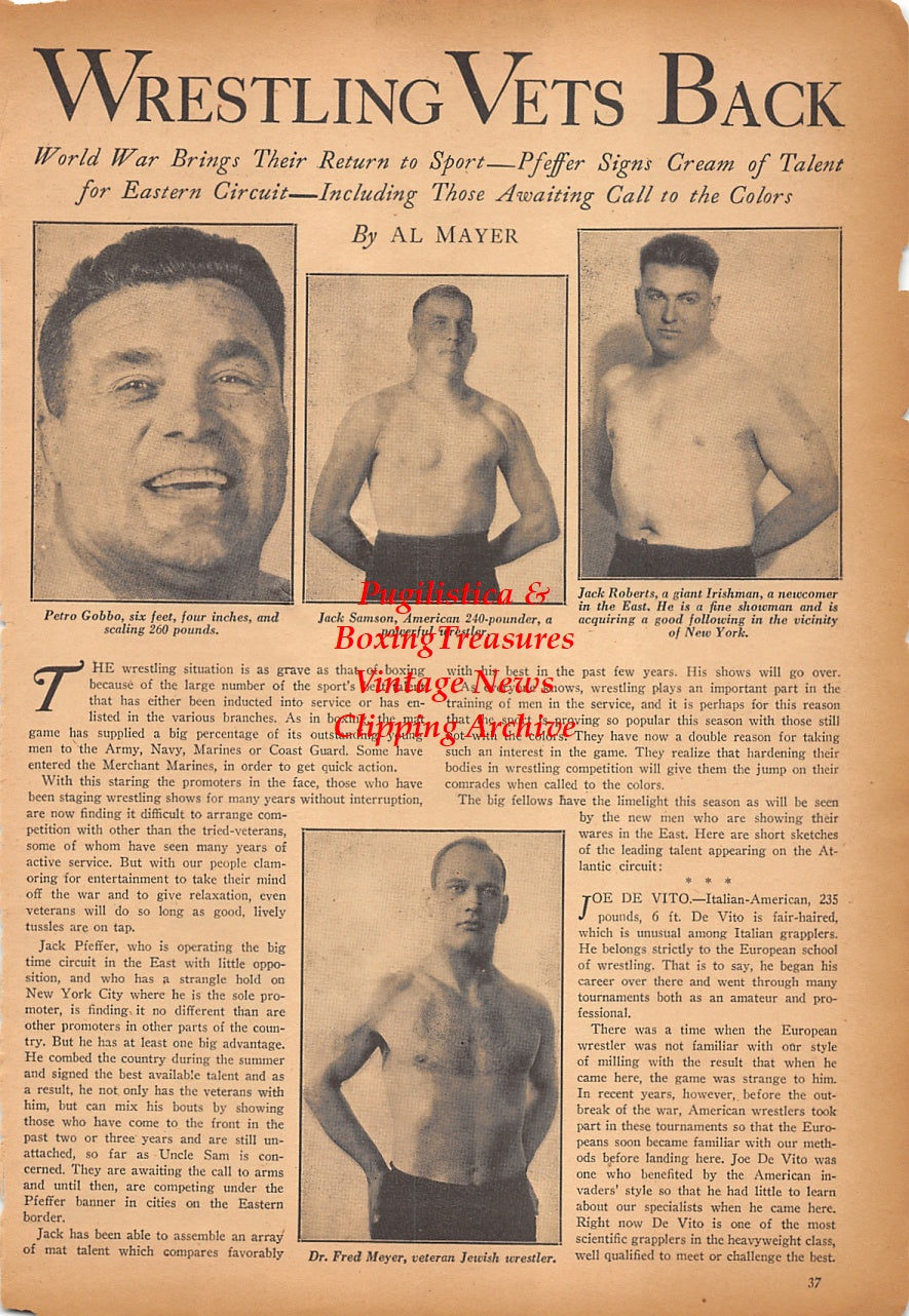 Wrestling News Clipping #214 - Petro Gobbo, Jack Samson, Jack Roberts, Dr. Fred Meyer, Tony Milano, The Great Tristan, Mike Nazarian