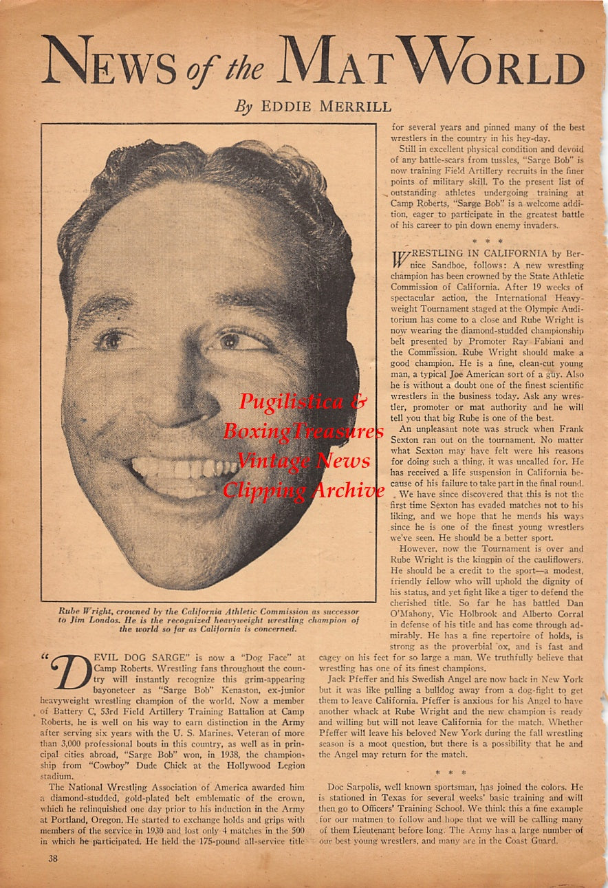Wrestling News Clipping #212 - Rube Wright
