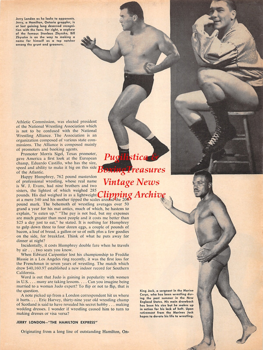 Wrestling News Clipping #189 - Jerry London, Bill Zbyszko, King Jack, Nat Loubet, Lee Garcia, Vi Reuther, Barbara Miller, Virginia Phister