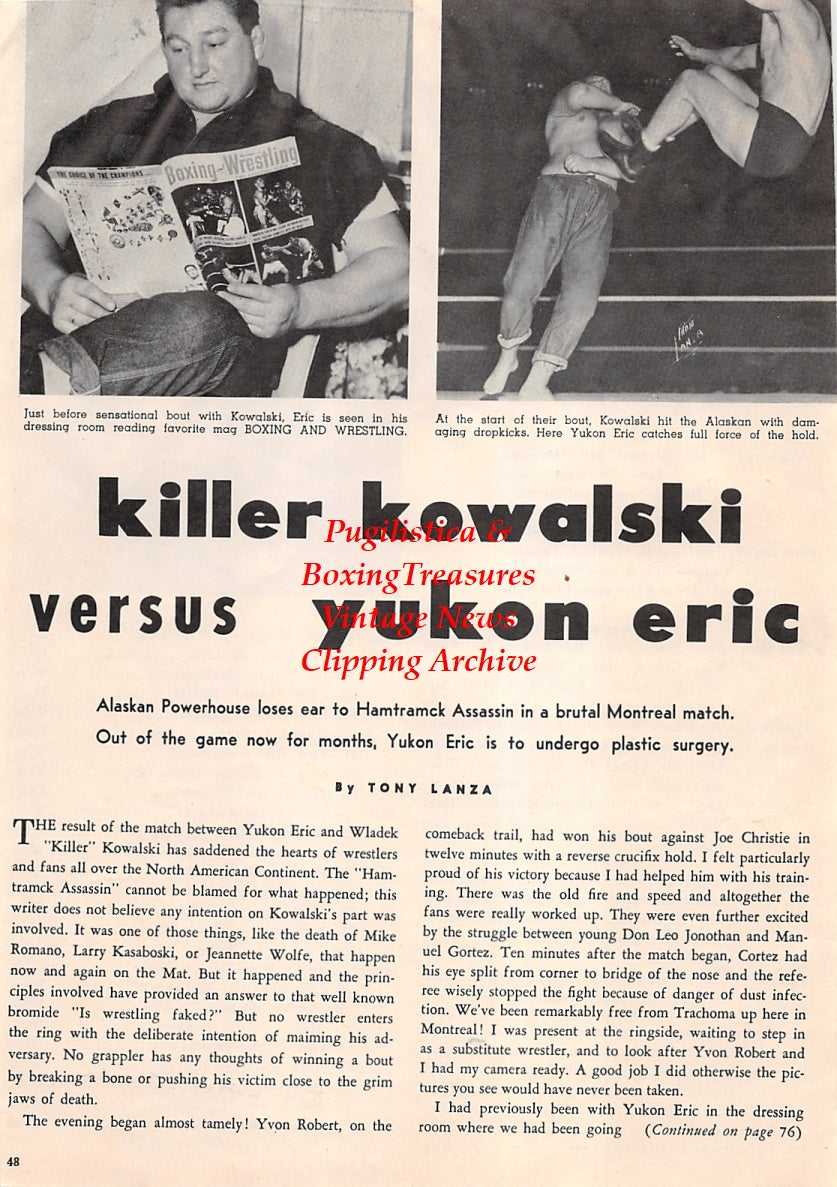 Wrestling News Clipping #92 - Killer Kowalski vs. Yukon Eric