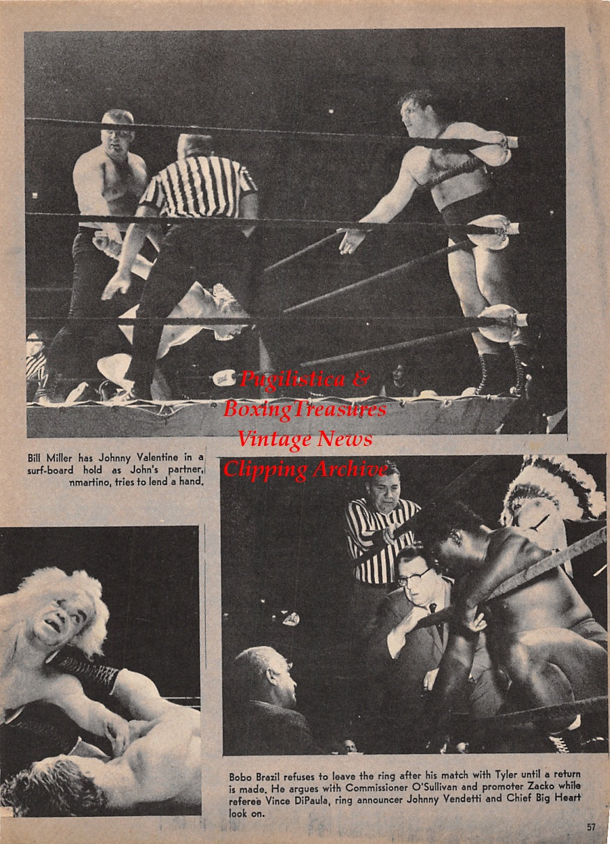 Wrestling News Clipping #102 - Bill Miller, Johnny Valentine, Bruno Sammartino, Bobo Brazil, Vince DiPaula, Johnny Vendetti, Chief Big Heart