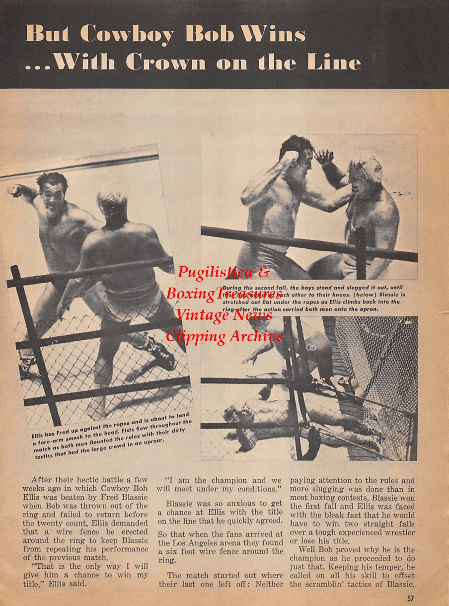 Wrestling News Clipping #156 - Cowboy Bob Ellis vs. Fred Blassie, Bruno Sammartino, The Fabulous Moolah, Pepper Gomez, Jose Lothario