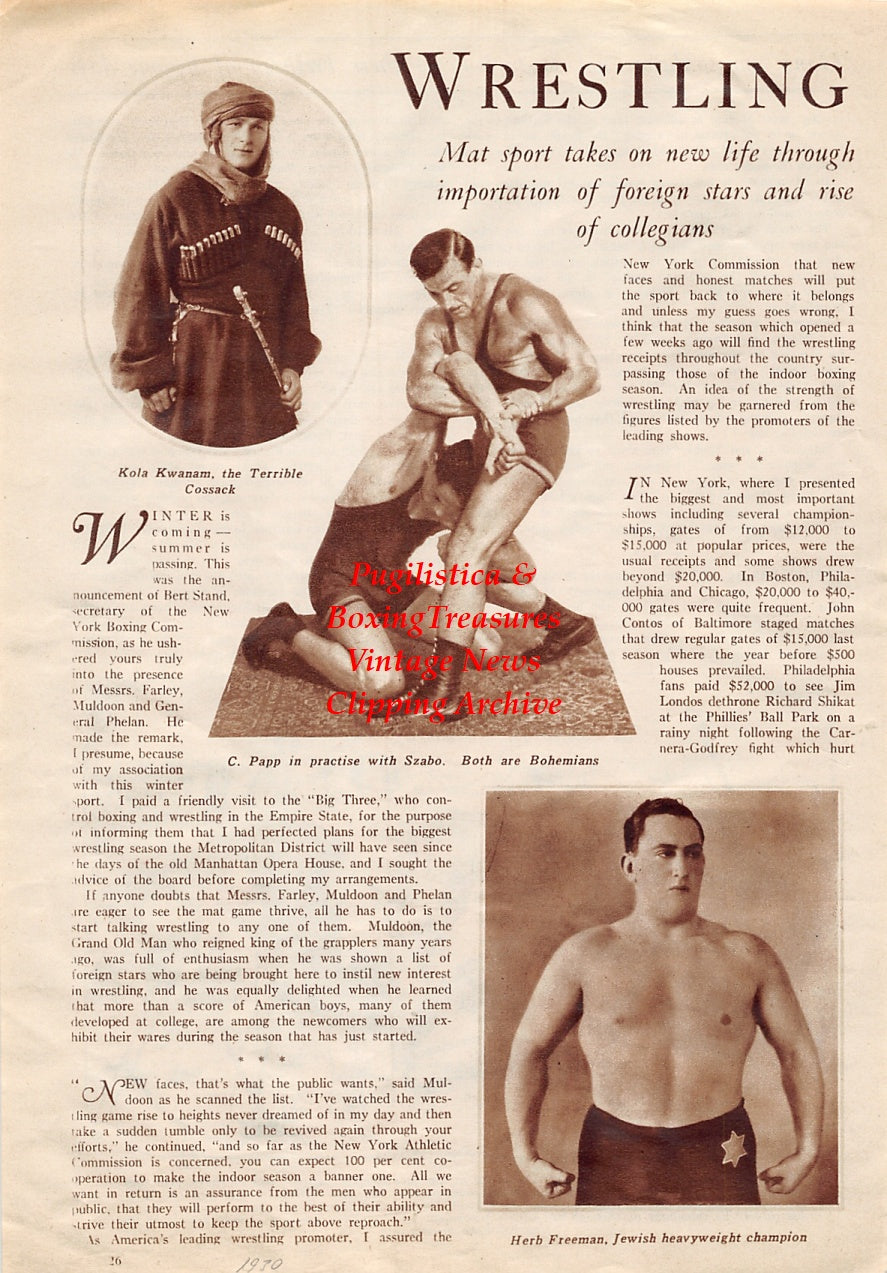 Wrestling News Clipping #142 - Kola Kwanam "The Terrible Cossack", Herb Freeman, Sandor Szabo