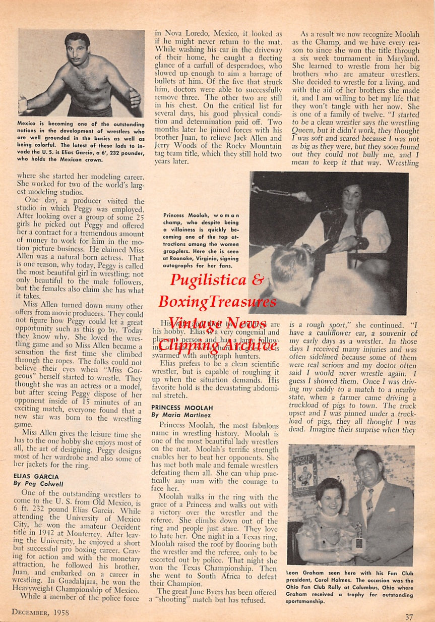 Wrestling News Clipping #133 - Elias Garcia, The Fabulous Moolah, Leon Graham, Carol Holmes, Miguel Perez, Gypsy Joe