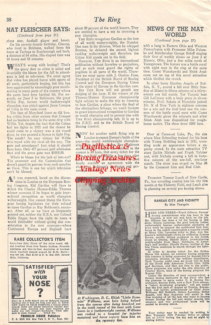 Wrestling News Clipping #137 - Sammy Berg, Don Evans, boxer Elijah Williams