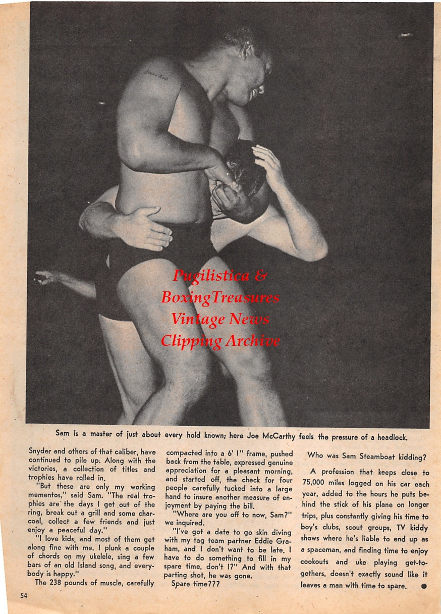 Wrestling News Clipping #100 - Sam Steamboat vs. Joe McCarthy, Bob Orton