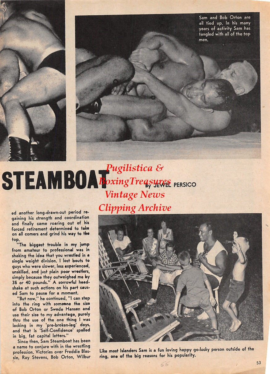 Wrestling News Clipping #100 - Sam Steamboat vs. Joe McCarthy, Bob Orton