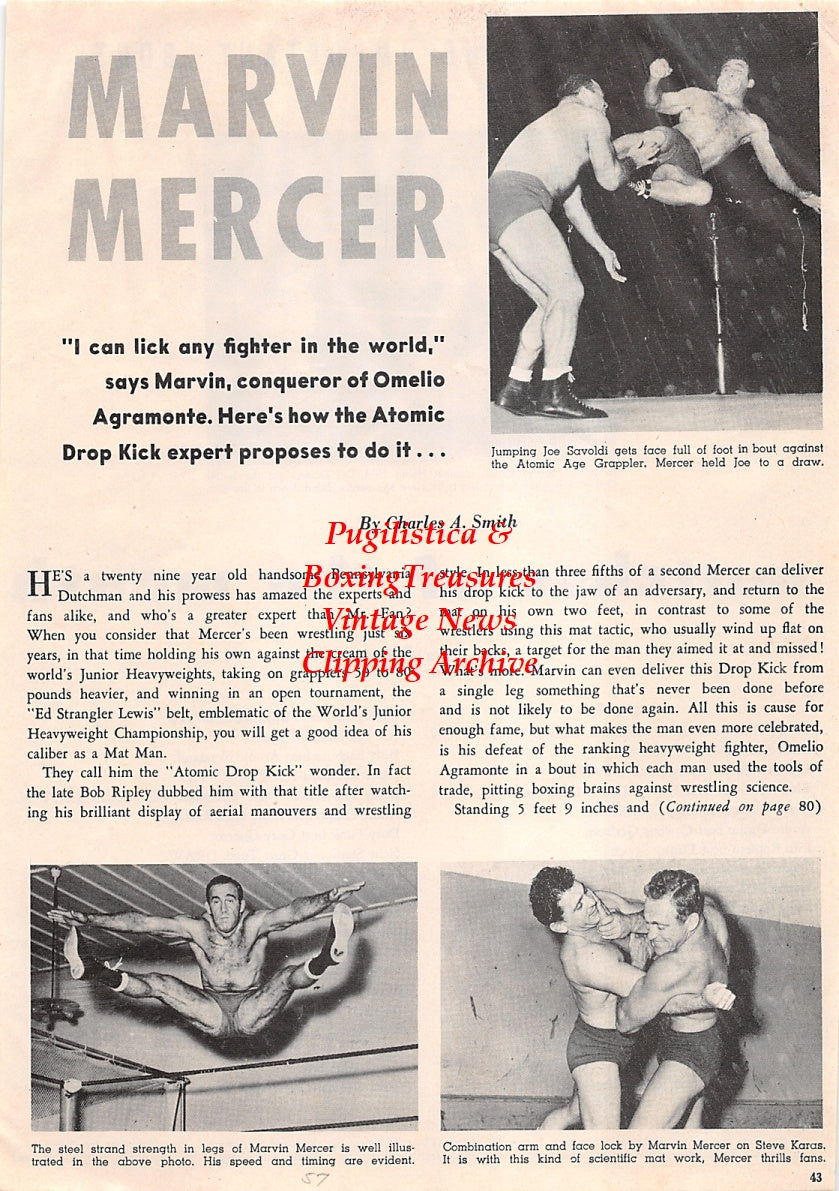 Wrestling News Clipping #90 - Marvin Mercer, Joe Savoldi, Steve Karas, Helen Hild vs. Dot Dotson