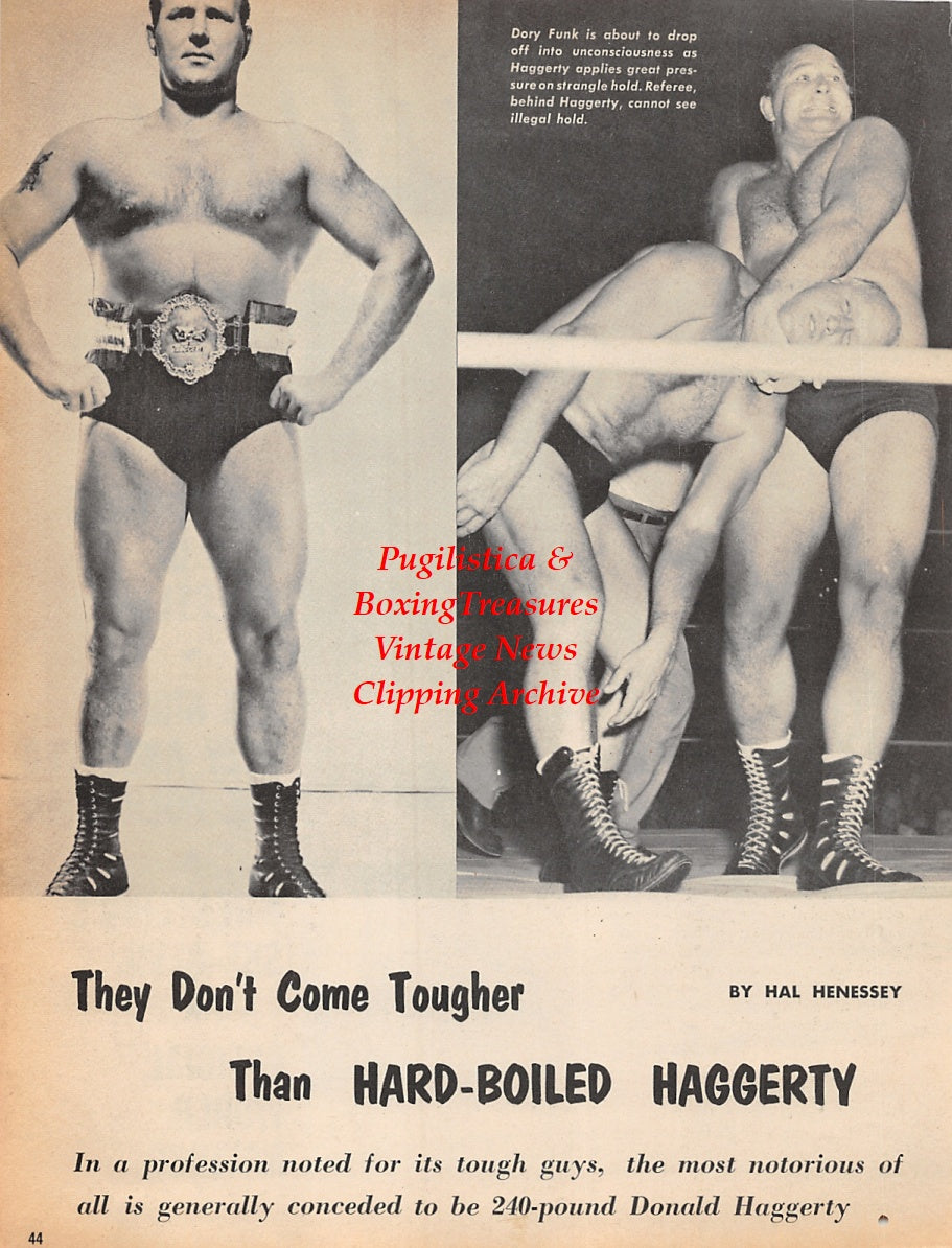 Wrestling News Clipping #25 - Donald "Hard-Boiled" Haggerty, Dory Funk, Mud Wrestling in 1940 Miami