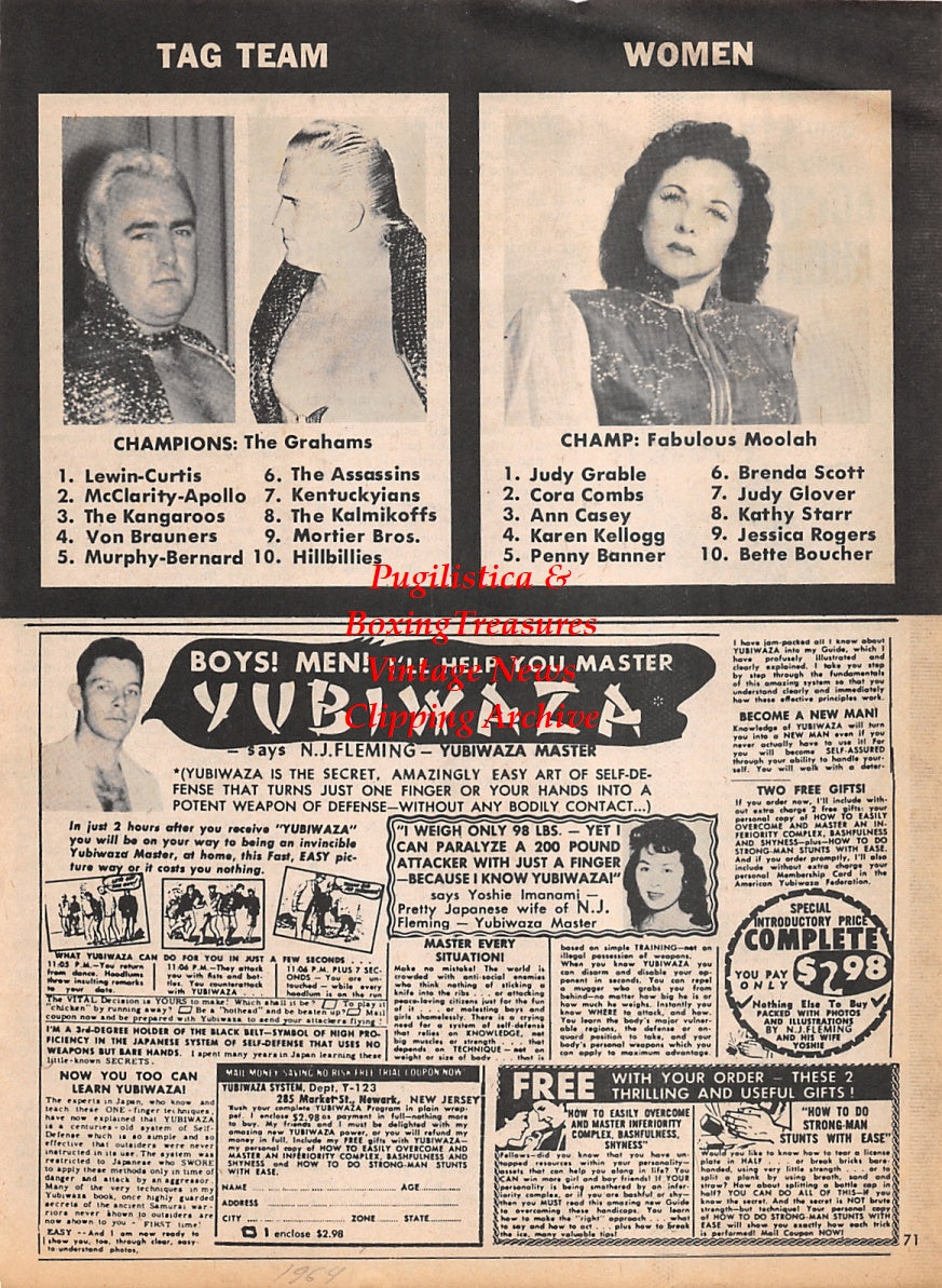 Wrestling News Clipping #71 - Jerry and Eddie Graham "The Golden Grahams", The Fabulous Moolah