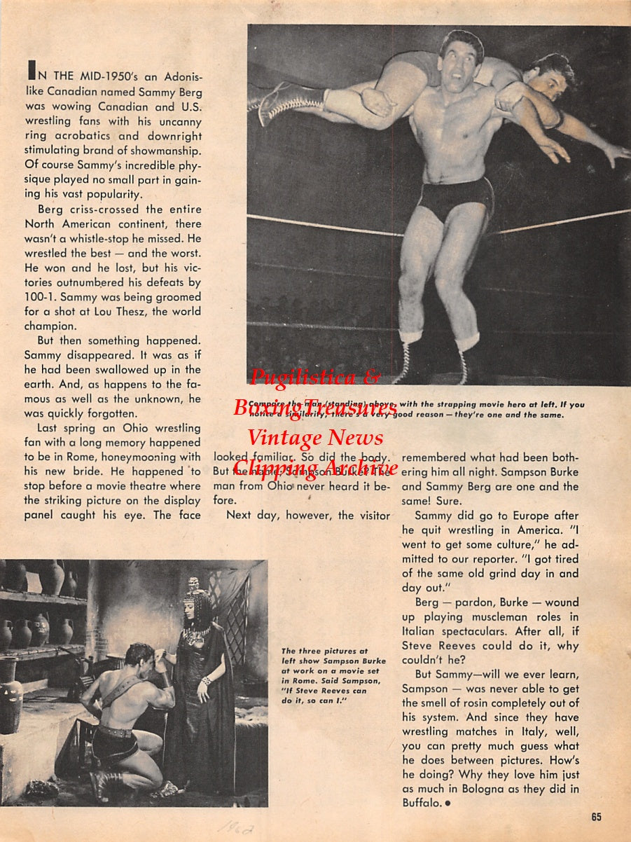 Wrestling News Clipping #57 - Sampson Burke, James J. Corbett