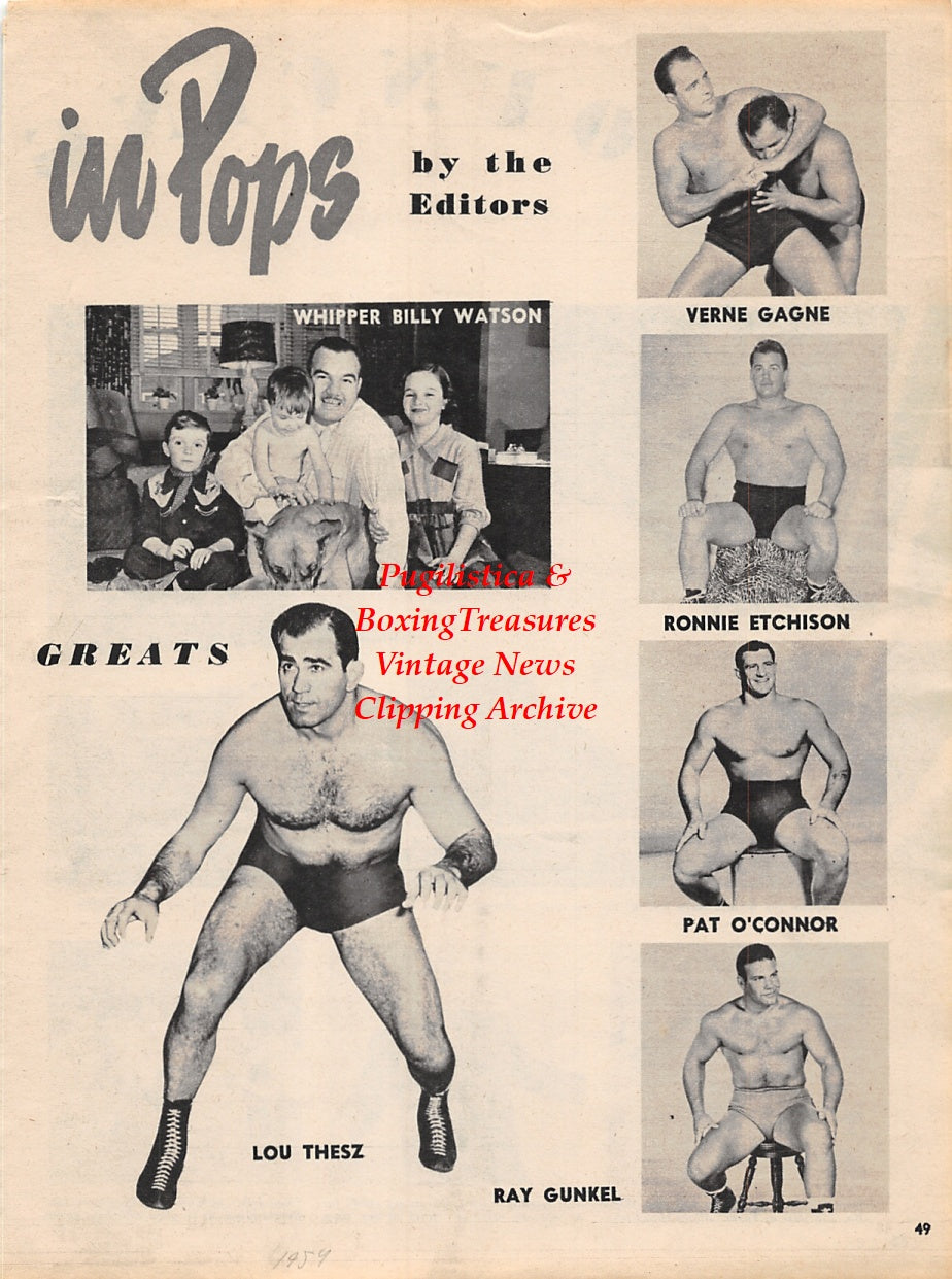 Wrestling News Clipping #38 - Benito Gardini, Whipper Billy Watson, Lou Thesz, Verne Gagne, Ronnie Etchison, Pat O'Connor, Ray Gunkel