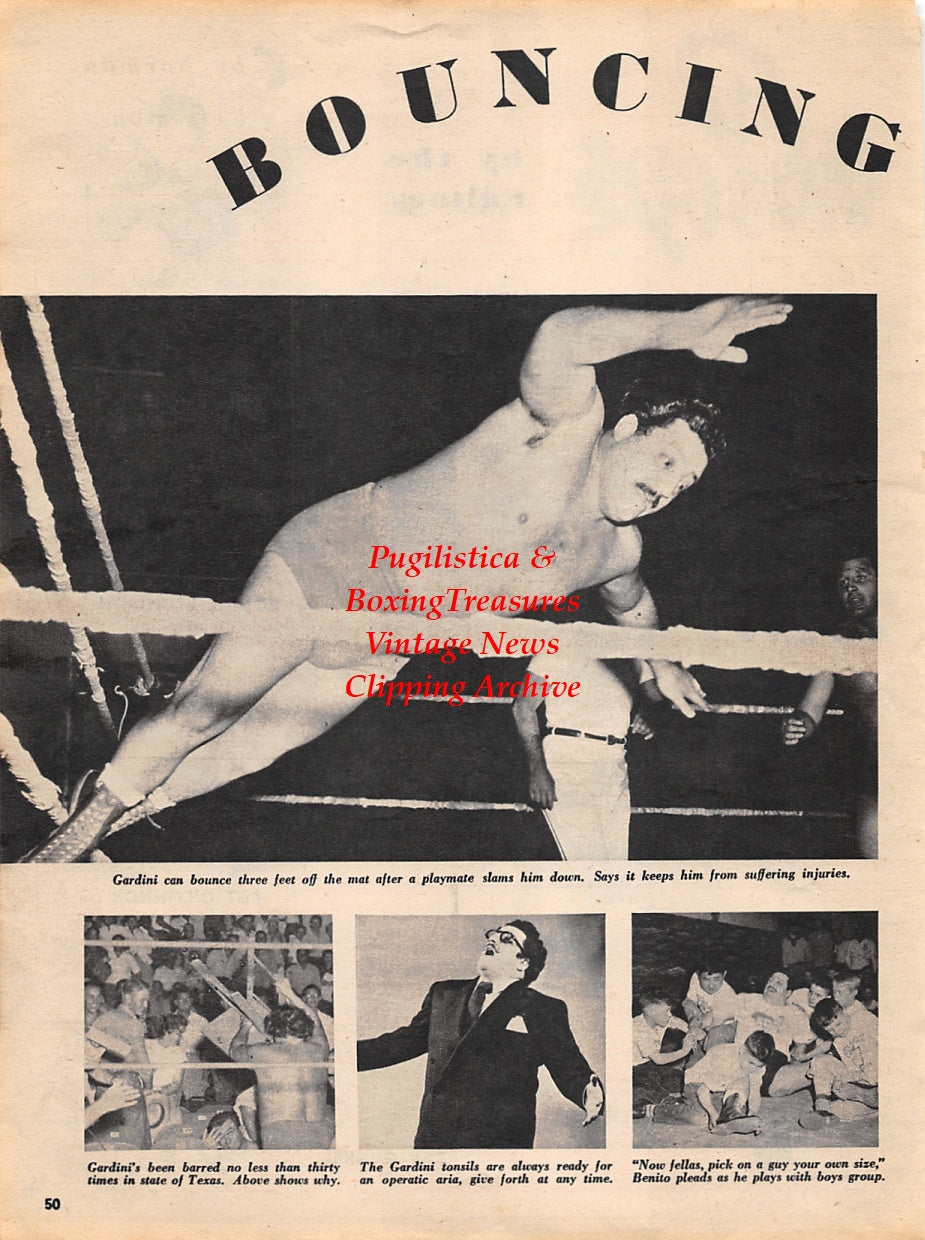 Wrestling News Clipping #38 - Benito Gardini, Whipper Billy Watson, Lou Thesz, Verne Gagne, Ronnie Etchison, Pat O'Connor, Ray Gunkel