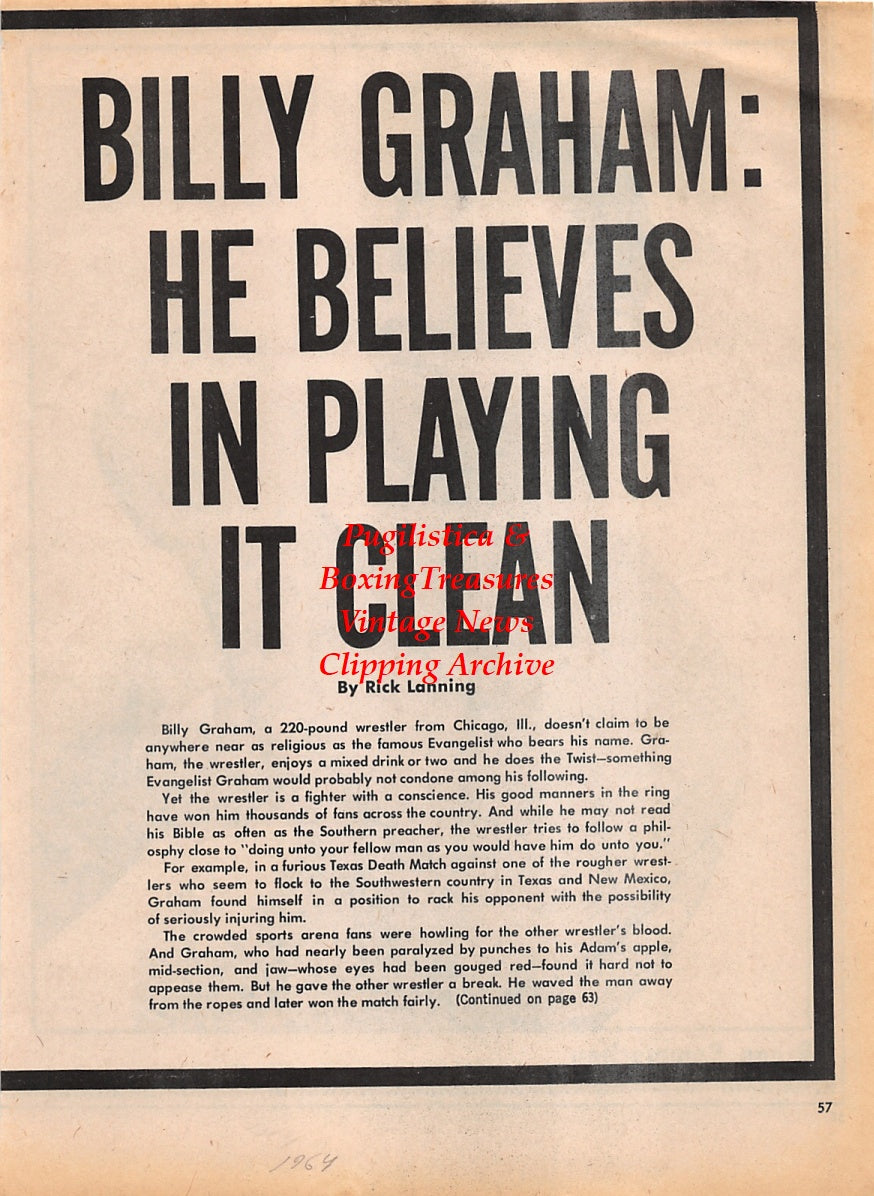 Wrestling News Clipping #65 - Bruno Sammartino pin-up